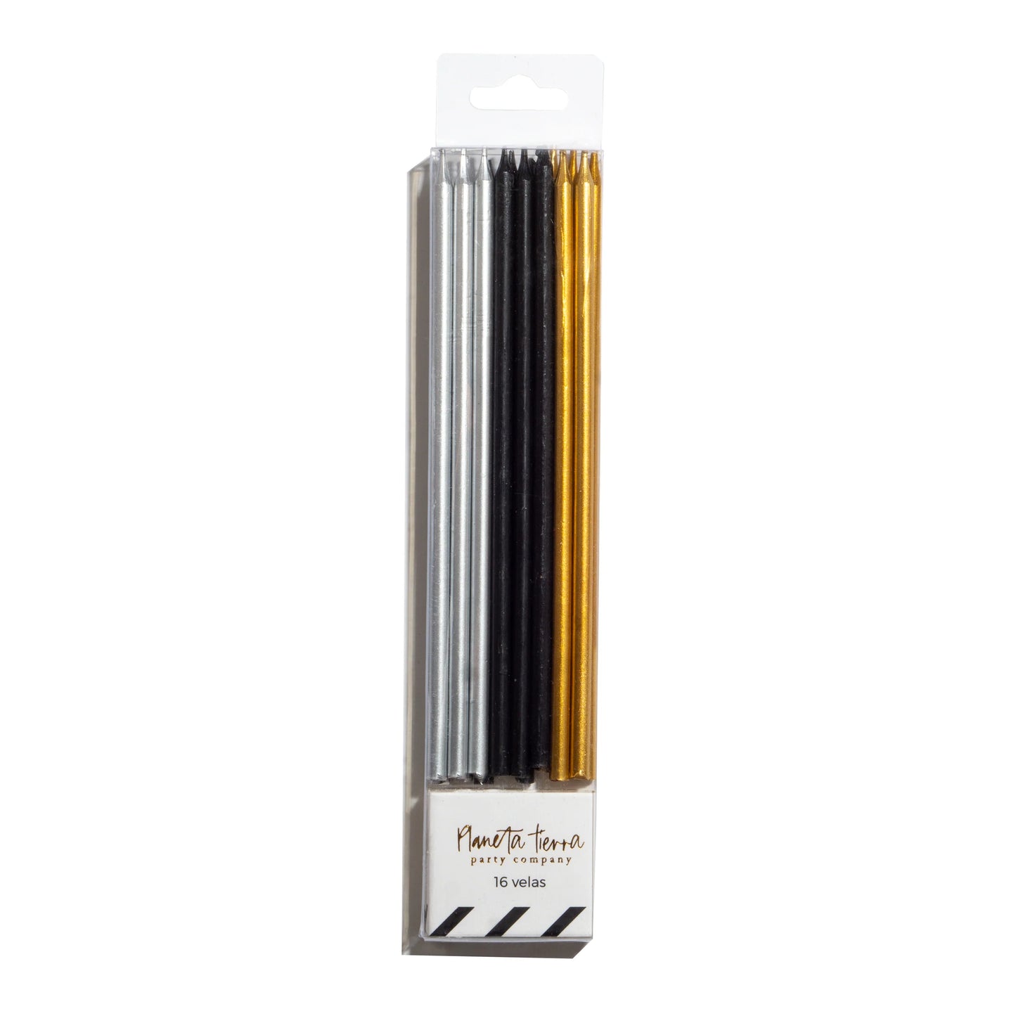 Velas de Cumpleaños Black & Metallics 16pz