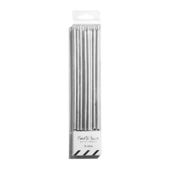 Velas de Cumpleaños Metallic Silver 16pz