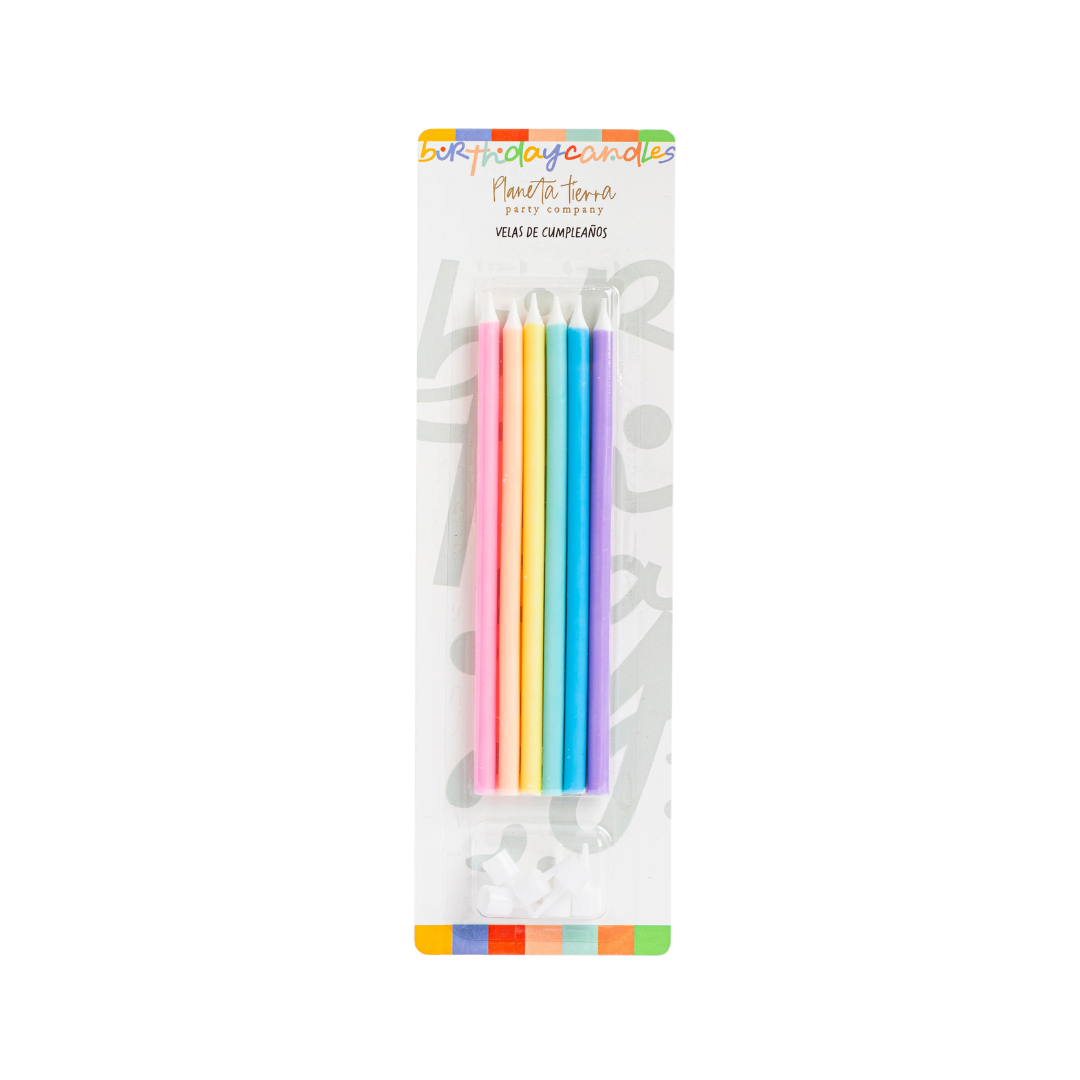 Velas Largas Pastel 6 pzs