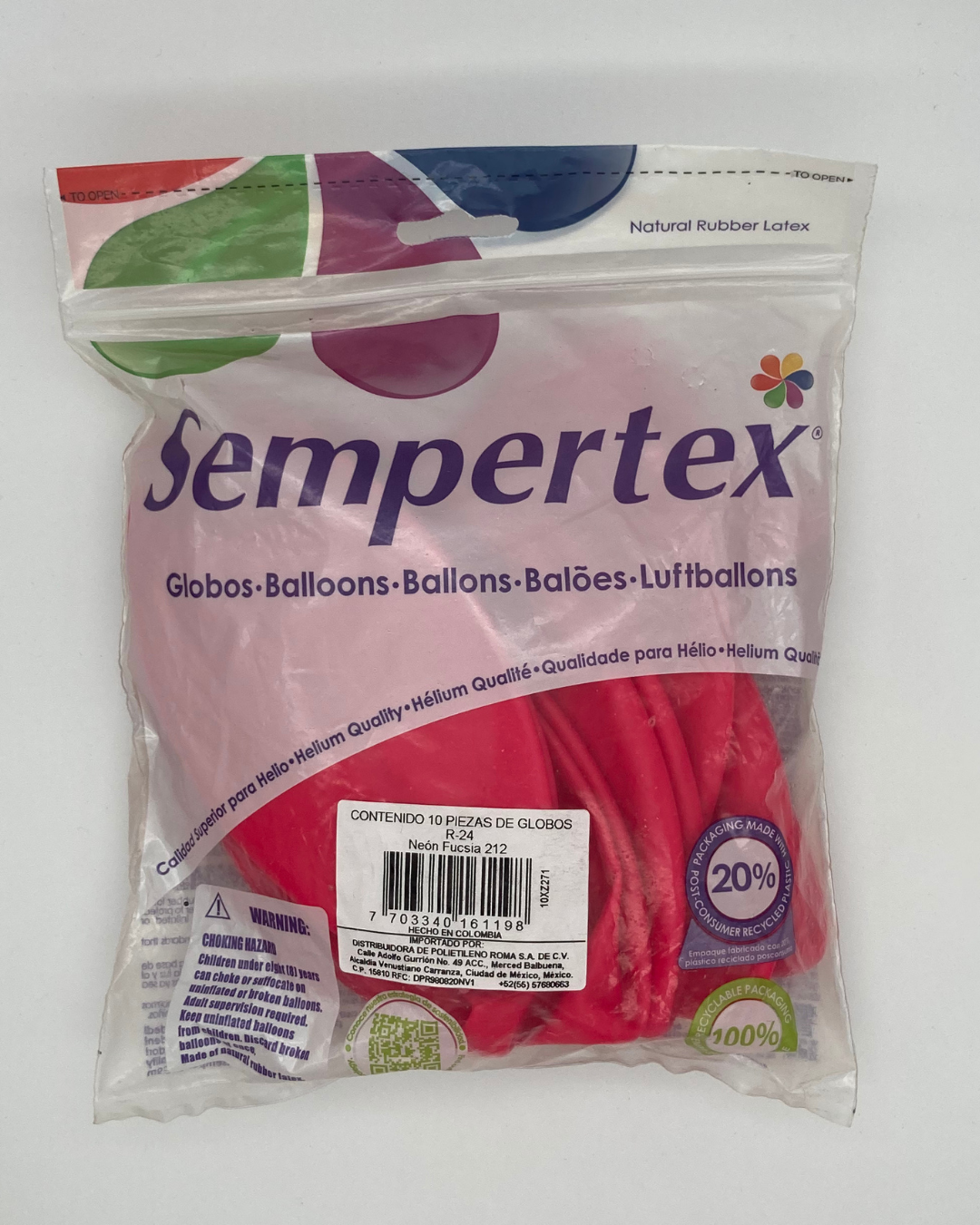Neón Fucsia 24" (Bolsa 10pzs) Sempertex