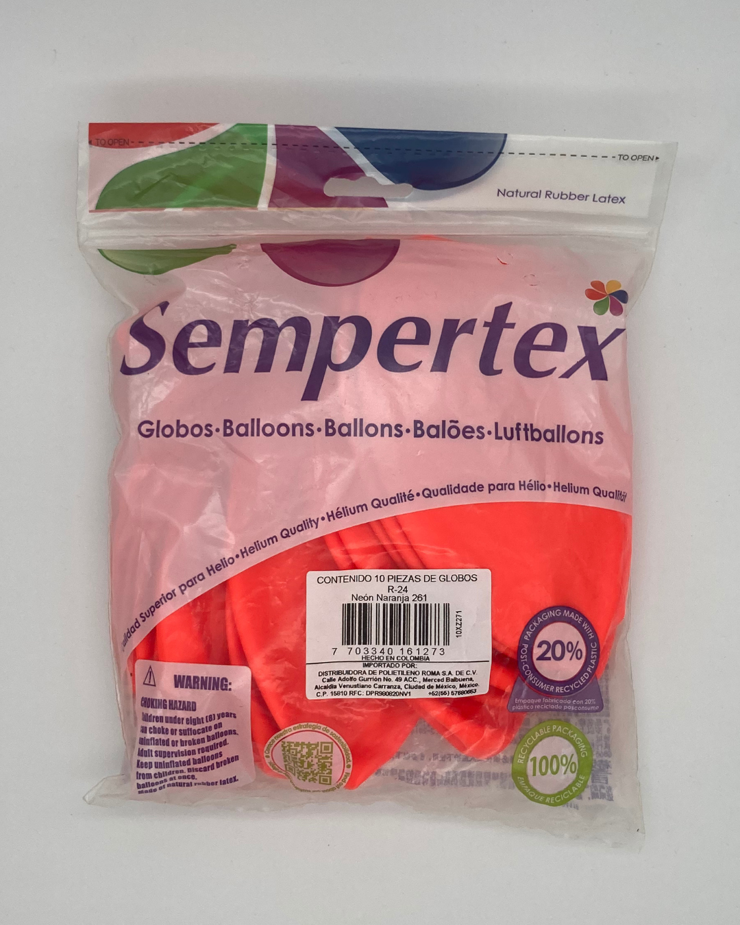 Neón Naranja 24" (Bolsa 10pzs) Sempertex