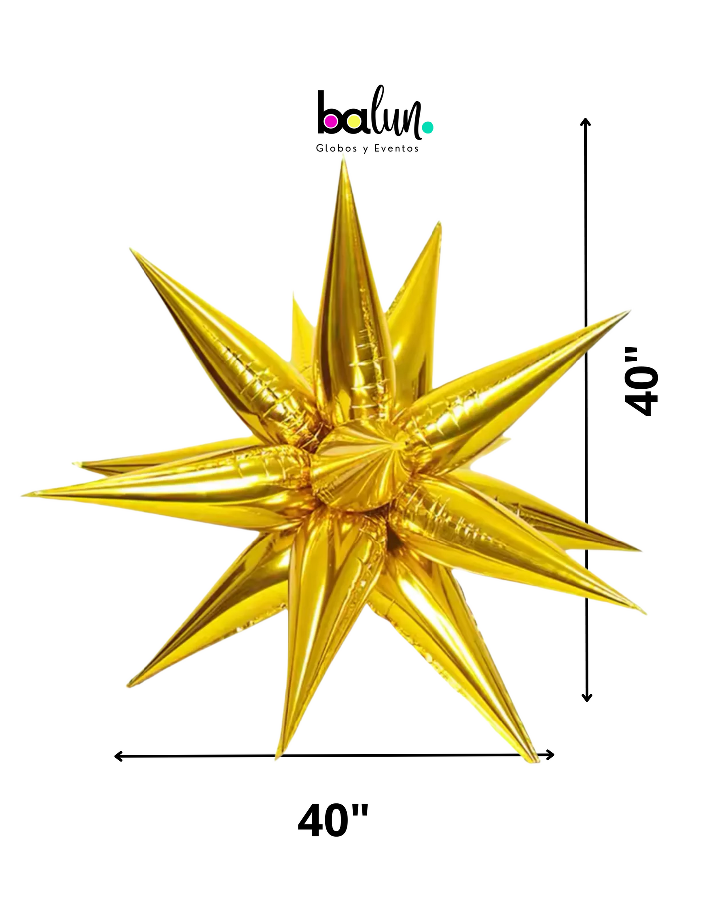 Estrella de 12 Picos 40" Oro Amarillo