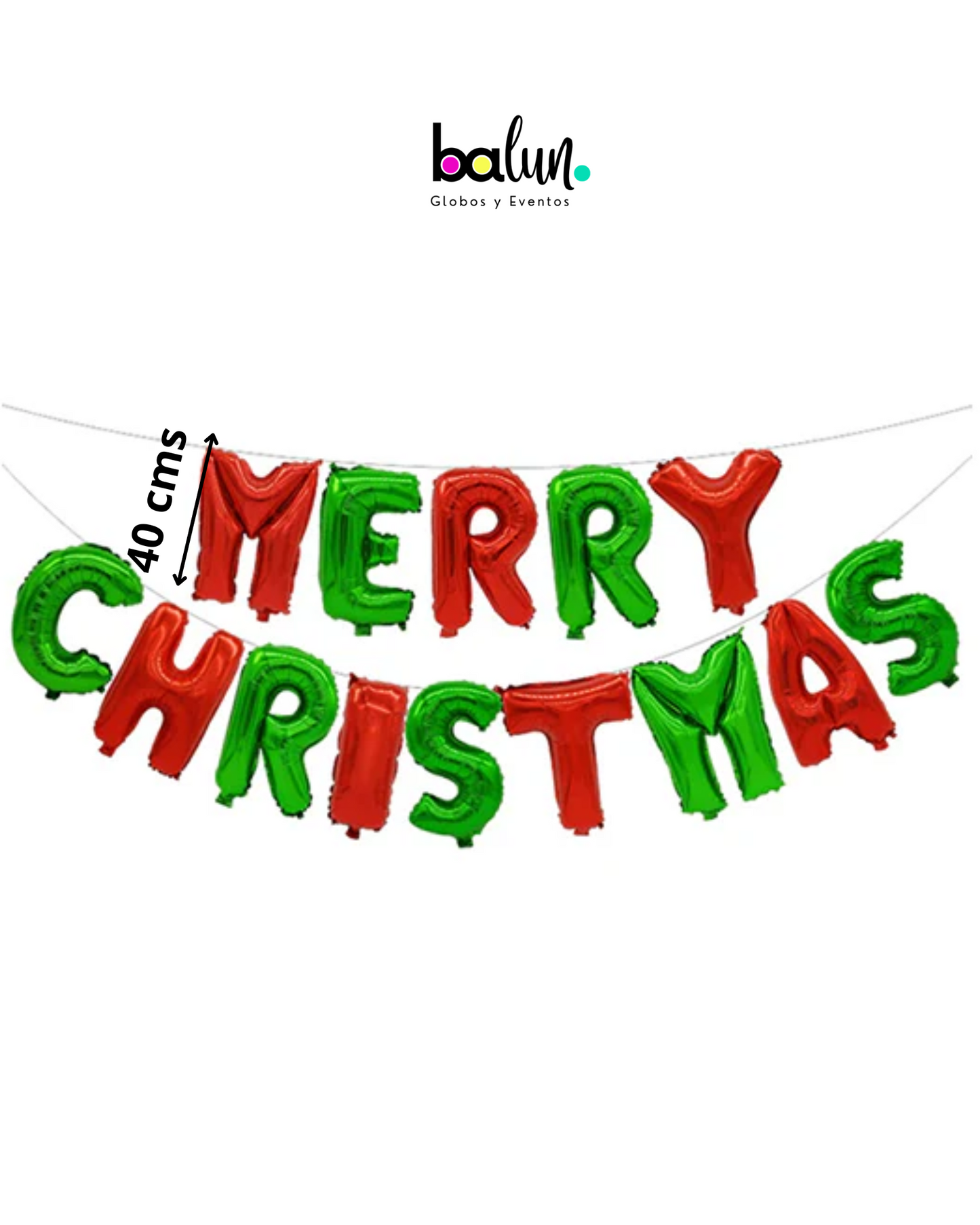 Banner Globo Merry Christmas Verde y Rojo