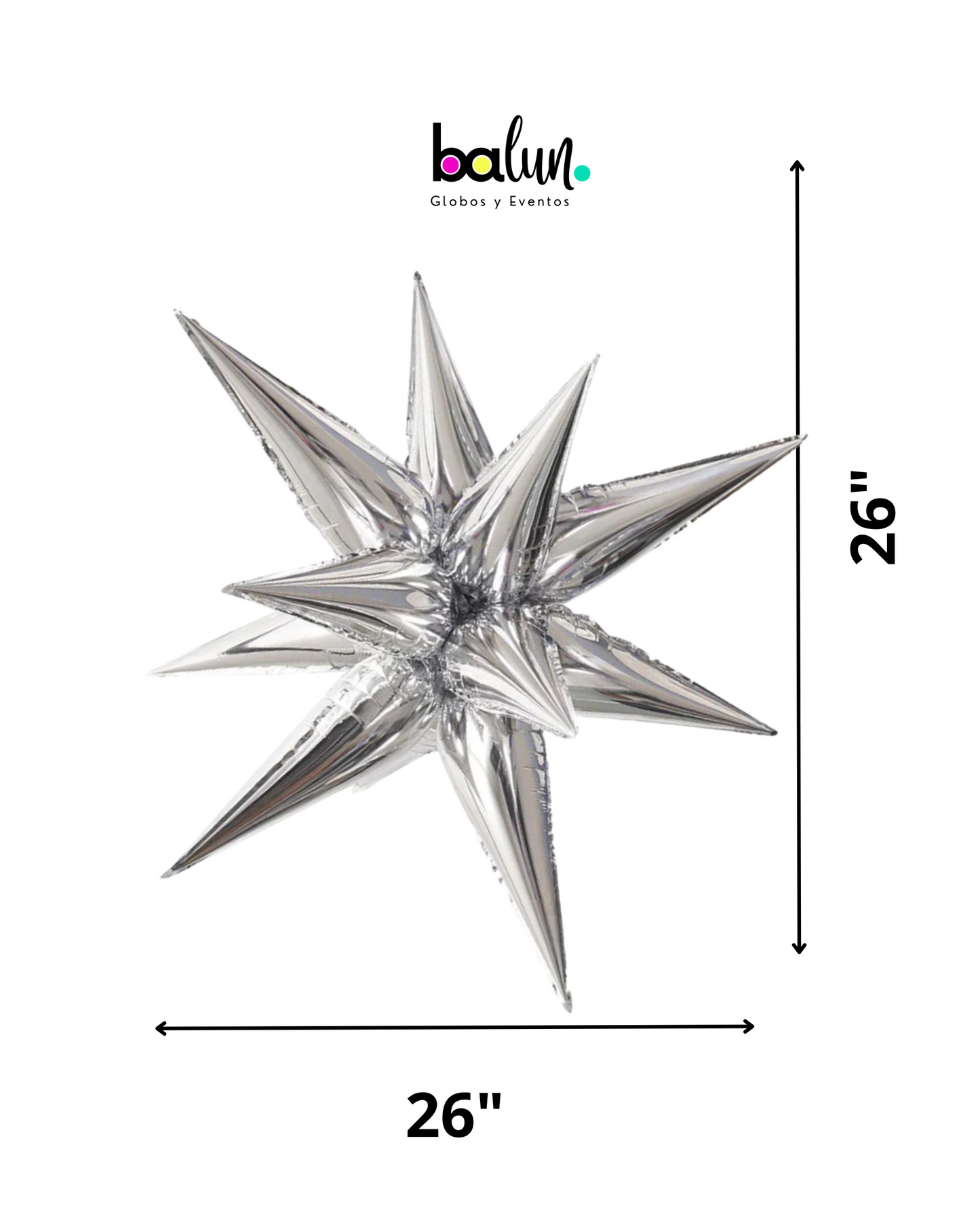 Estrella de 12 Picos 26" Plata