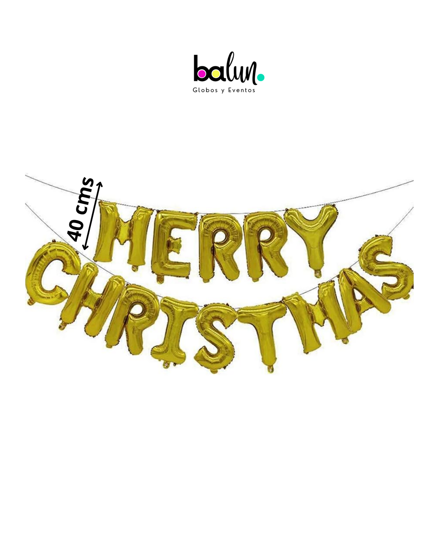Banner Globo Merry Christmas Dorado