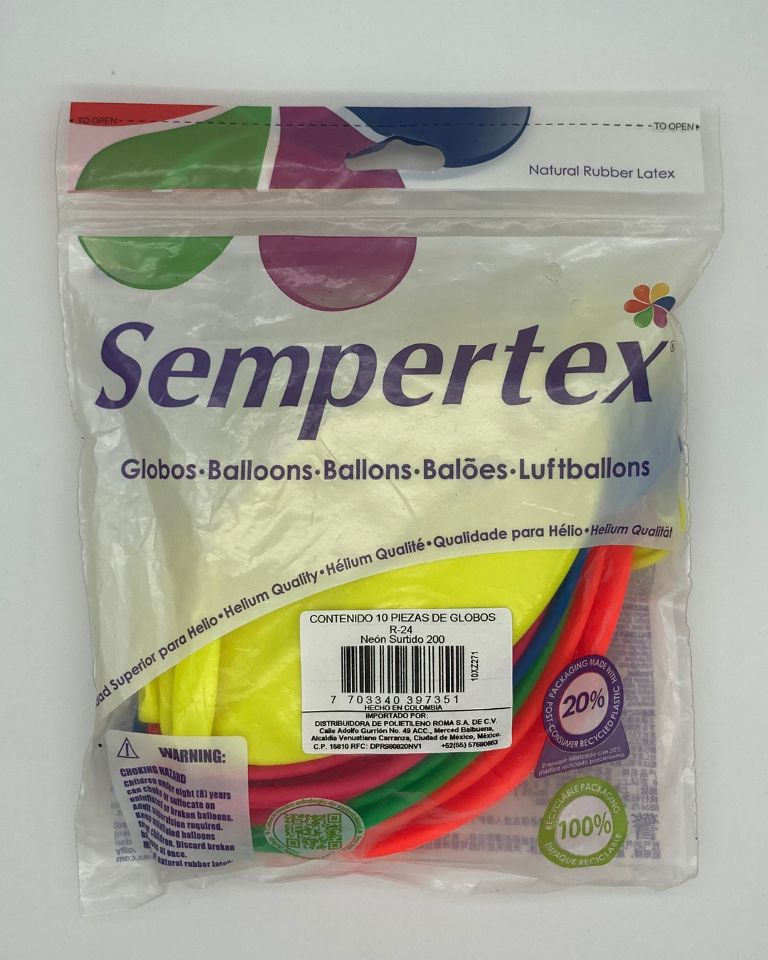 Neón 24" Sempertex (Bolsa 10pzs)