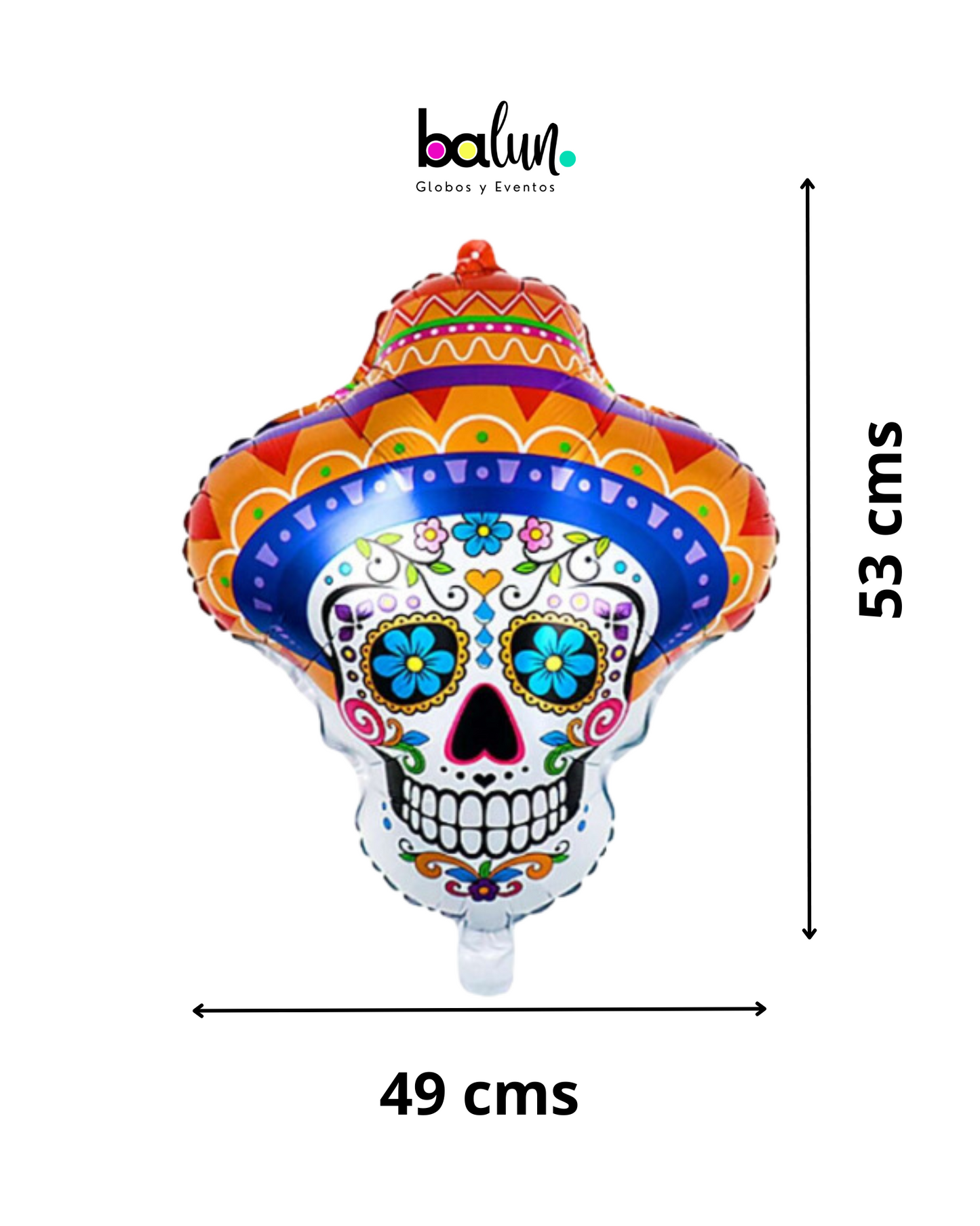 Calavera con Sombrero Día de Muertos 20"