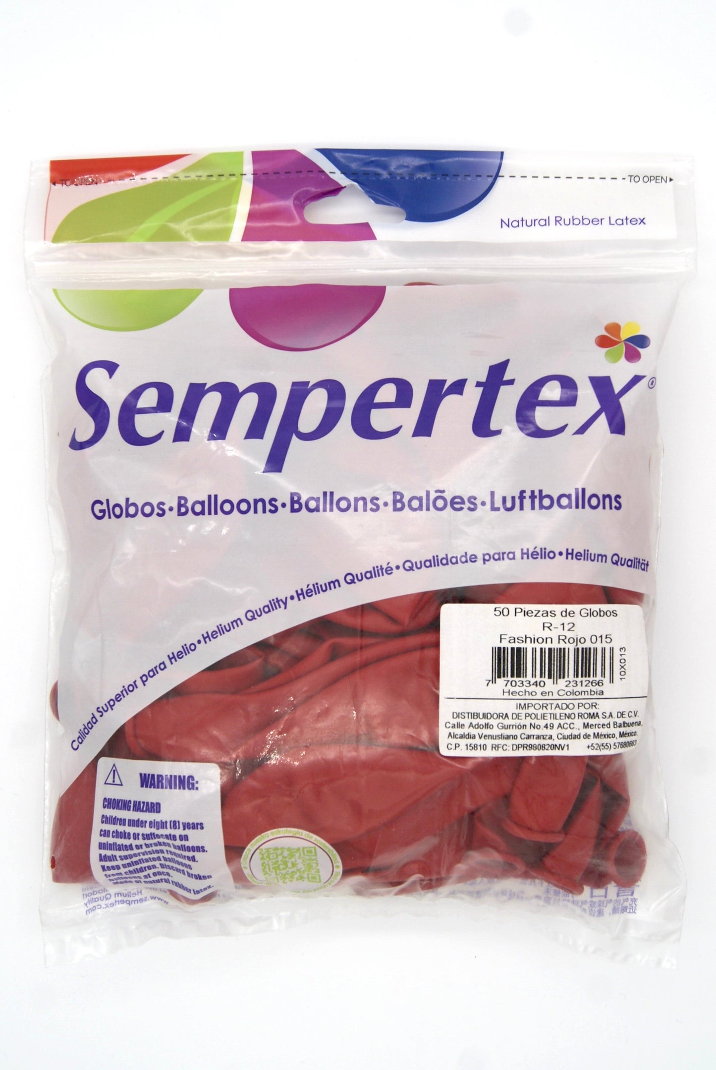 Fashion Rojo 12" (Bolsa 50pzs) Sempertex