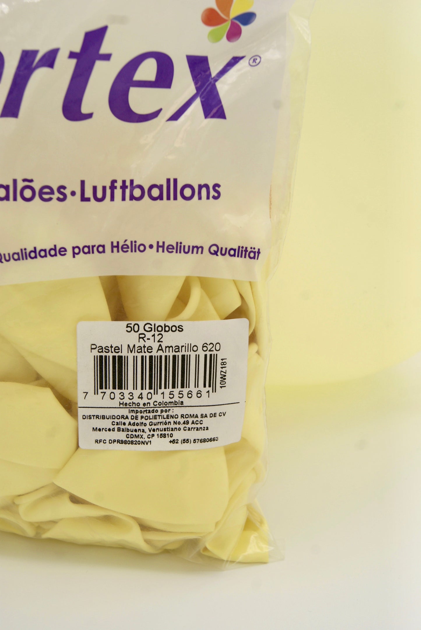 Pastel Mate Amarillo 12" (Bolsa 50pzs) Sempertex