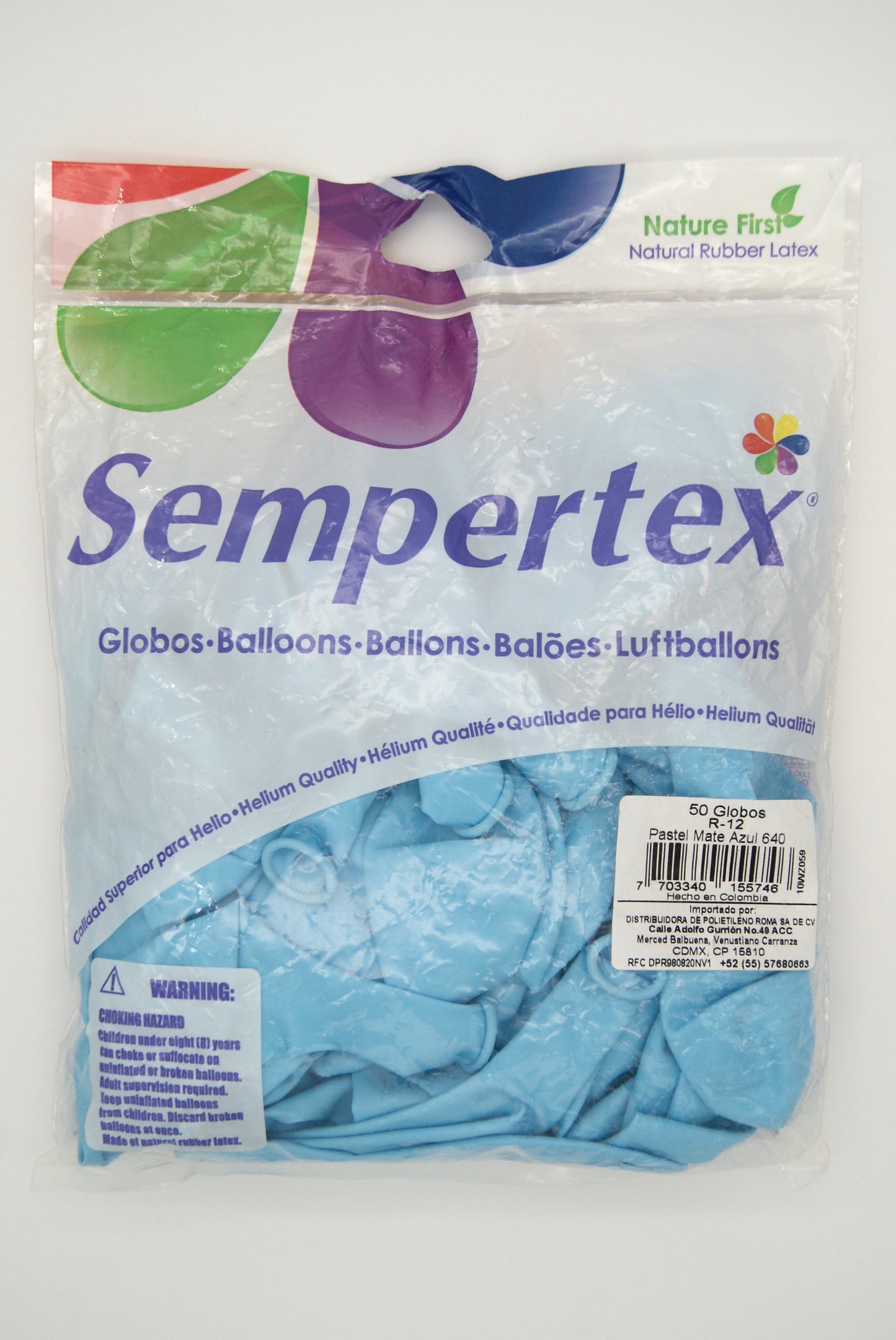Pastel Mate Azul 12" (Bolsa 50pzs) Sempertex