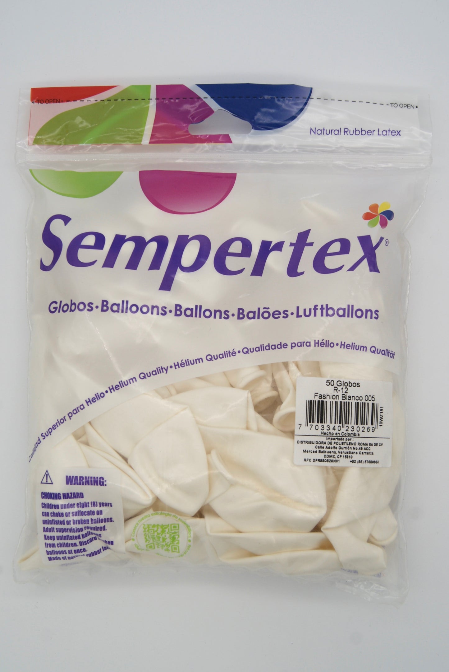 Fashion Blanco 12" (Bolsa 50pzs) Sempertex
