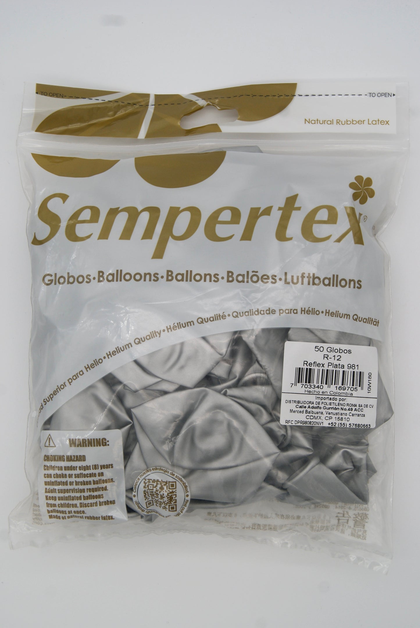 Reflex Plata 12" (Bolsa 50pzs) Sempertex