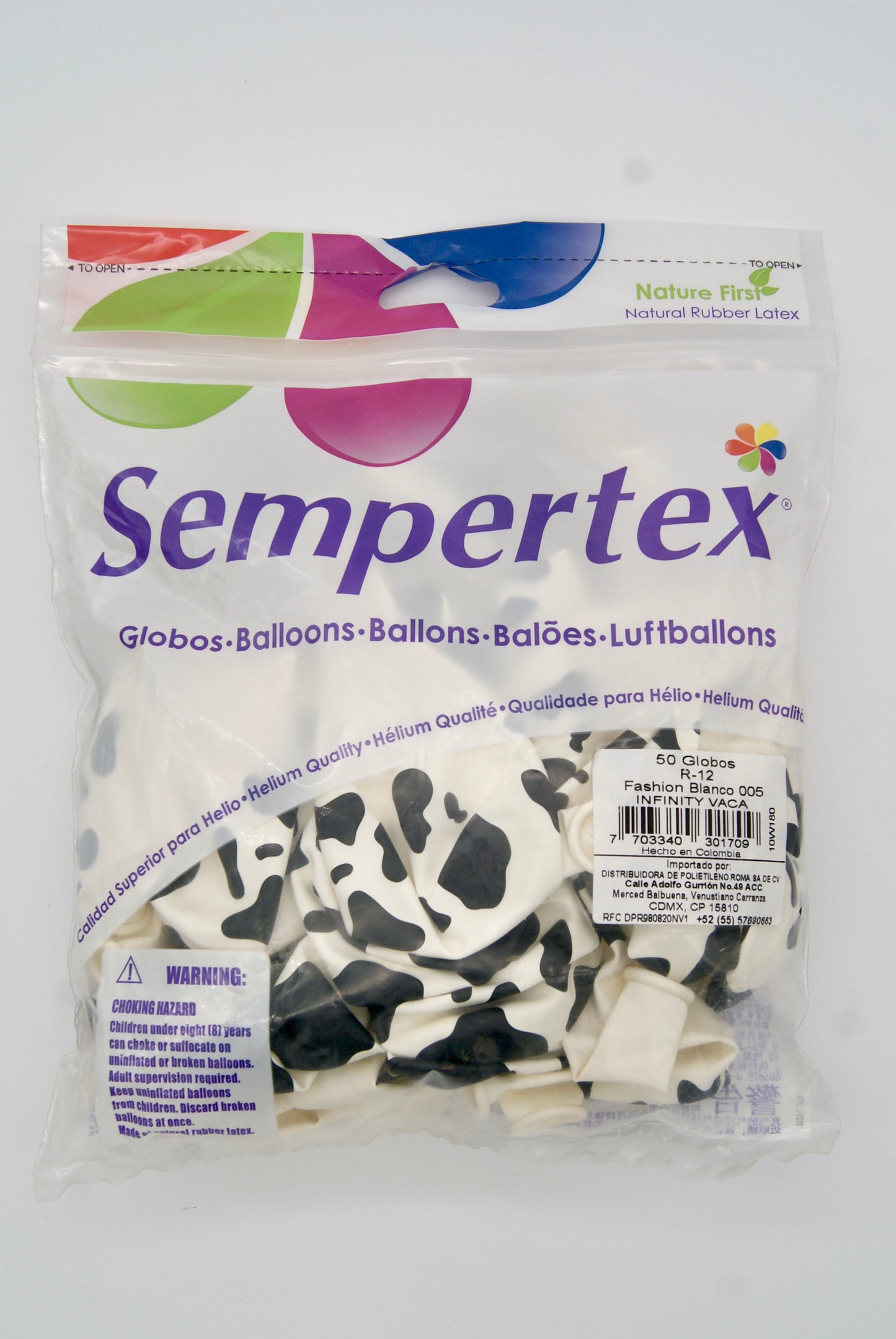 Infinity Vaca Fashion Blanco 12" (Bolsa 50pzs) Sempertex