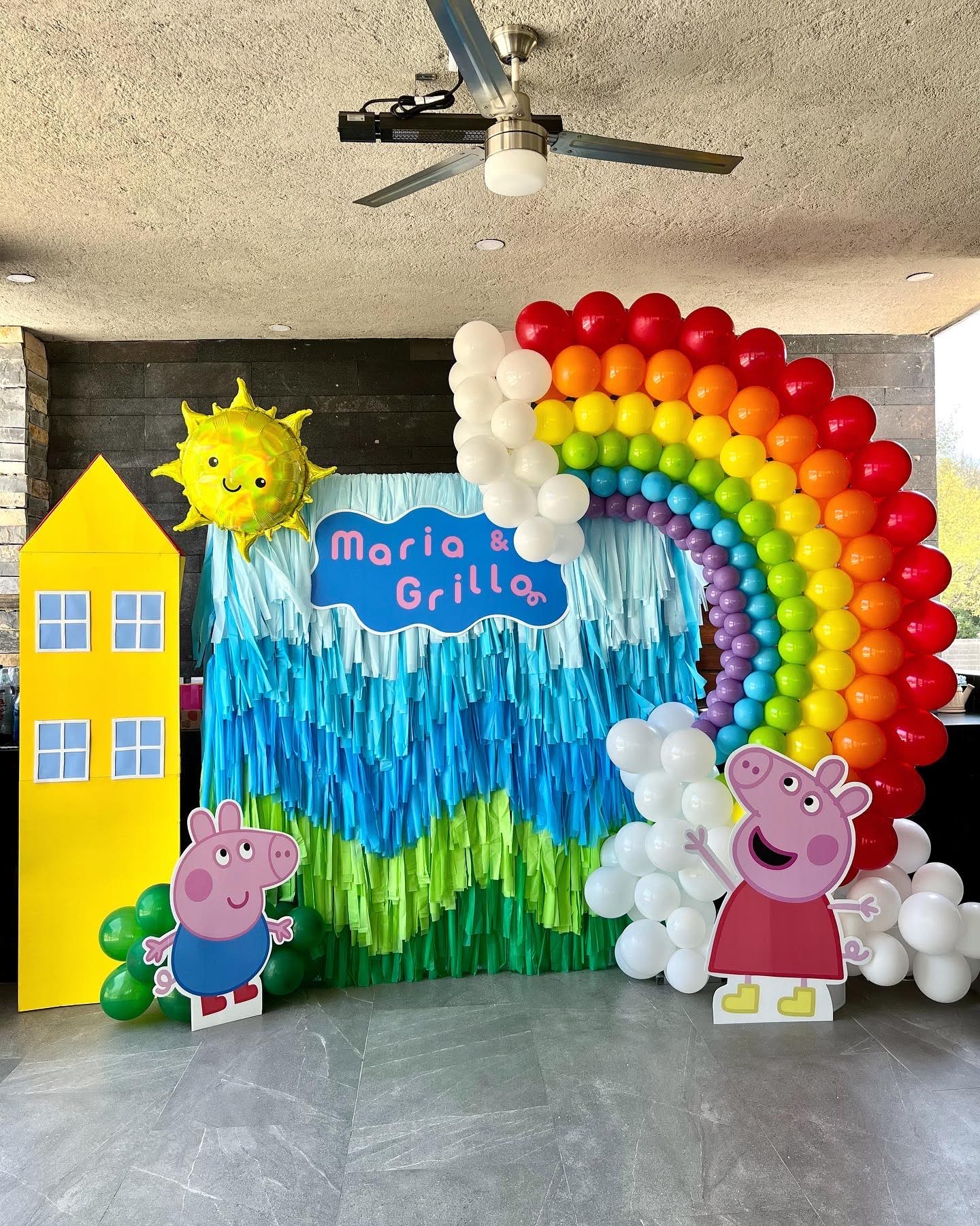 Back de Mechas + Arcoíris Temática Peppa Pig