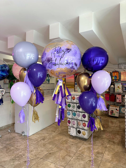 Globo Burbuja + 2 Ramilletes de Orbz y Globos látex