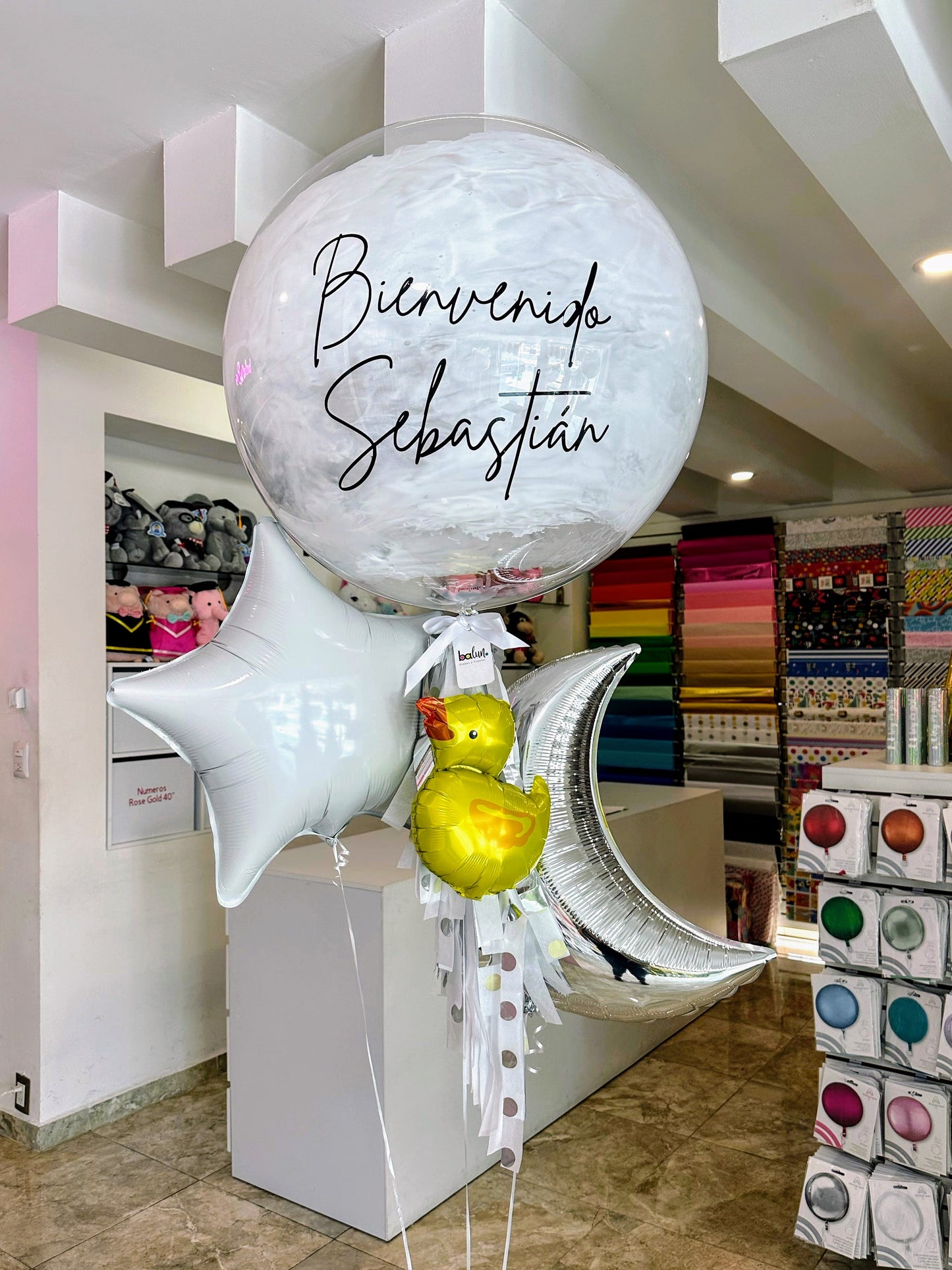 Globo Burbuja + 1 Estrella + 1 Luna + 1 Pato Mini