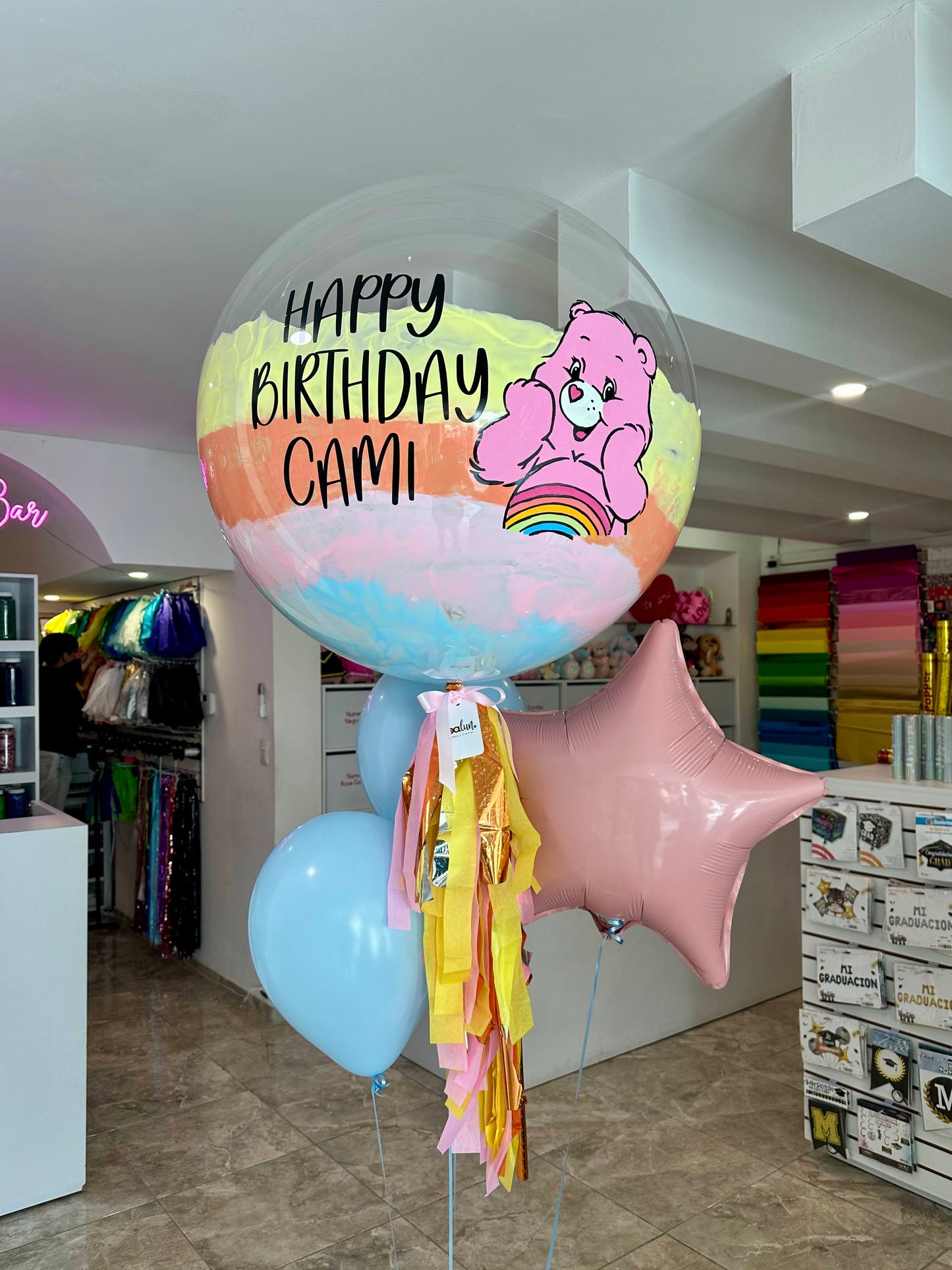 Globo Burbuja Ositos Cariñositos + 2 Globos Látex + 1 Estrella Metálica