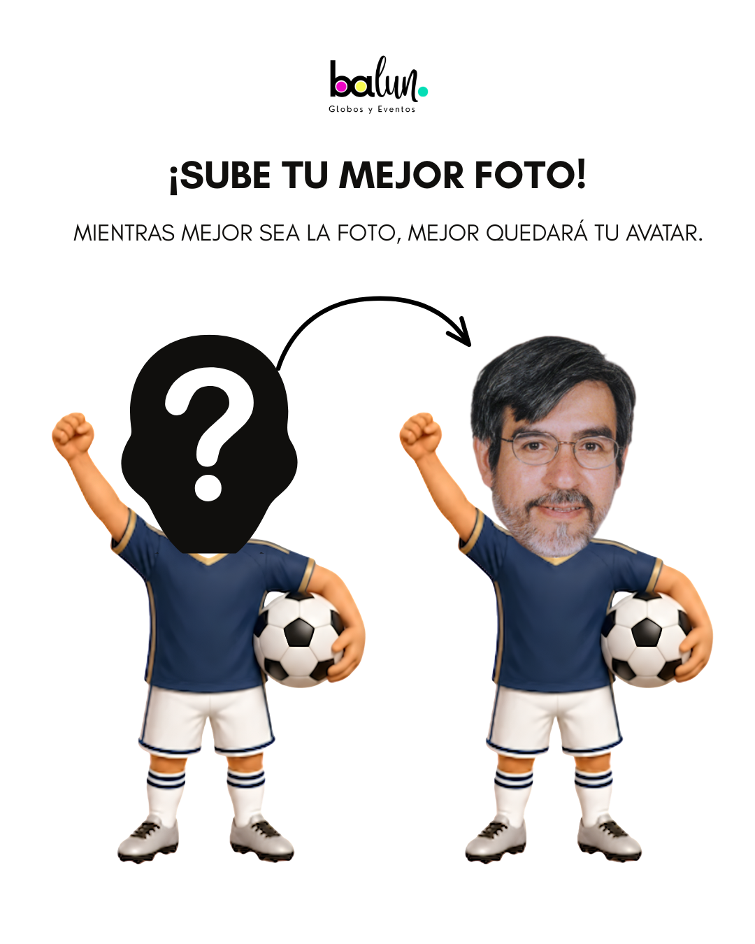 Globo Burbuja + 3 Globos Látex + 2 Pelotas de Soccer + Avatar de Soccer