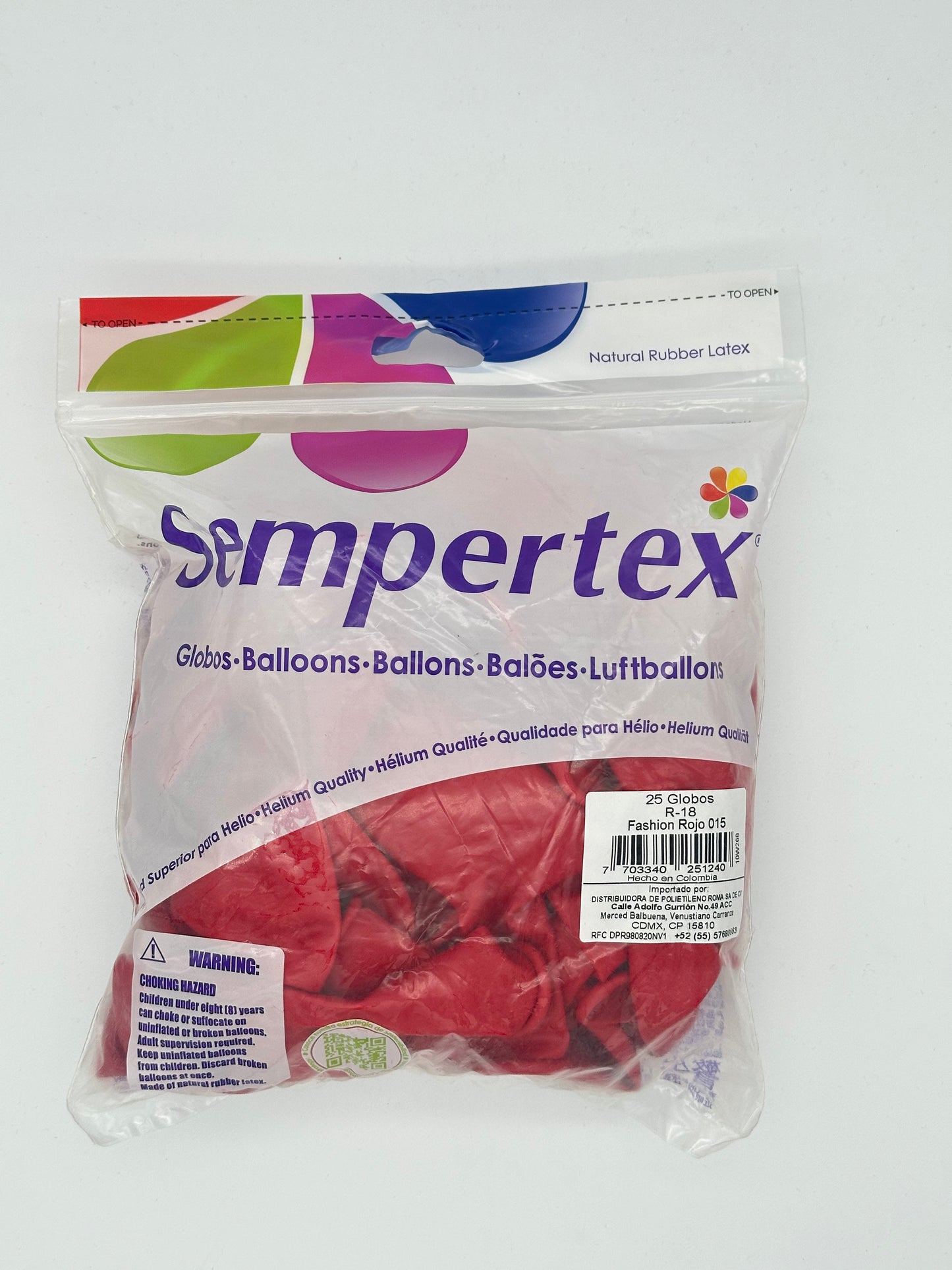 Fashion Rojo 18" (Bolsa 25pzs) Sempertex
