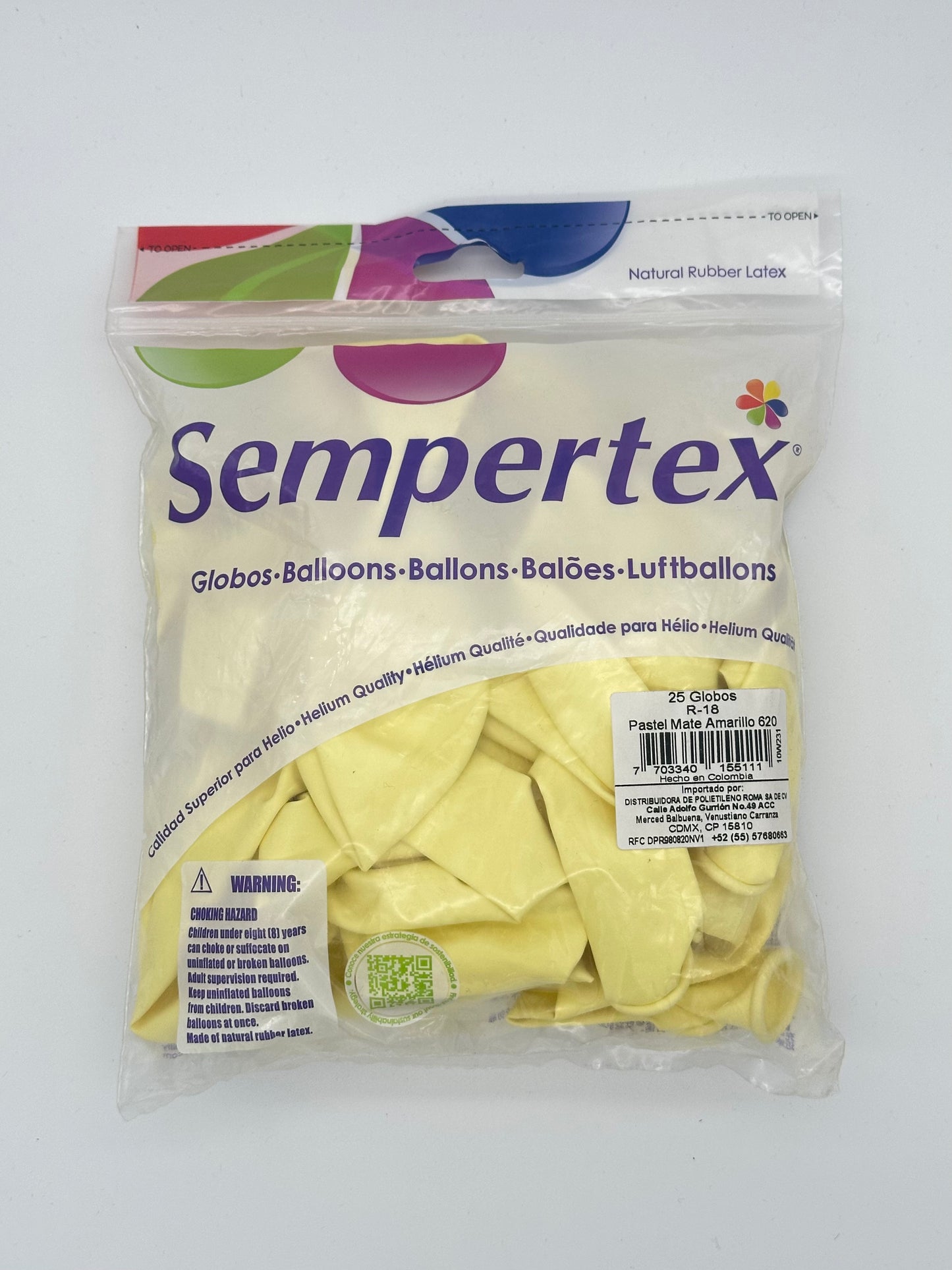 Pastel Mate 18" Sempertex (Bolsa 25pzs)