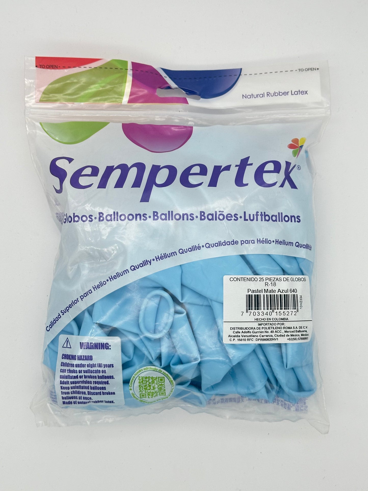 Pastel Mate 18" Sempertex (Bolsa 25pzs)