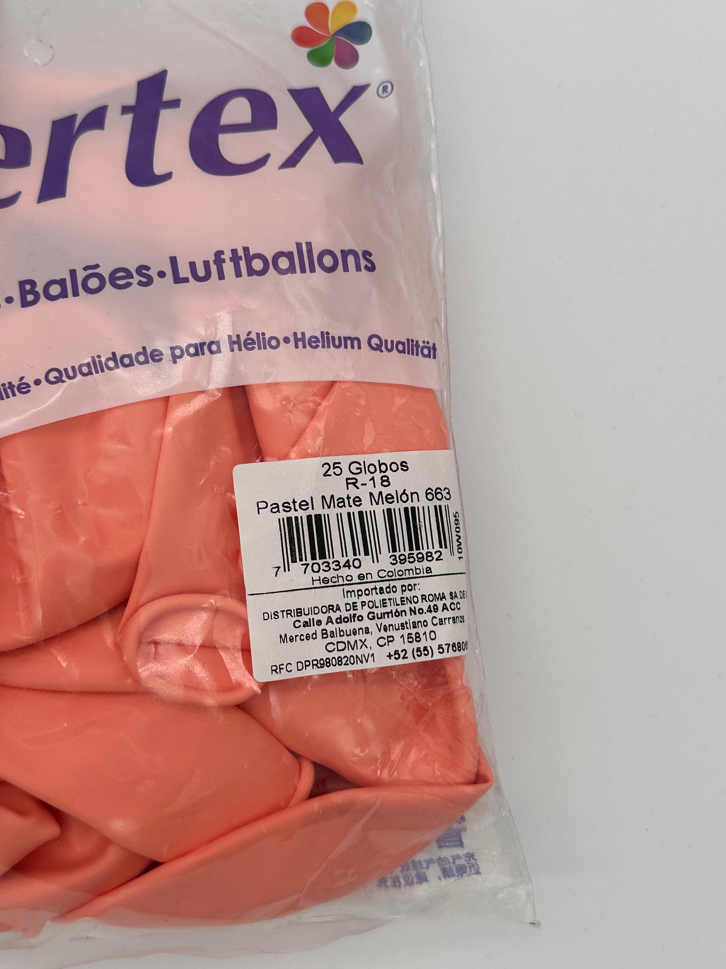 Pastel Mate Melón 18" (Bolsa 25pzs) Sempertex