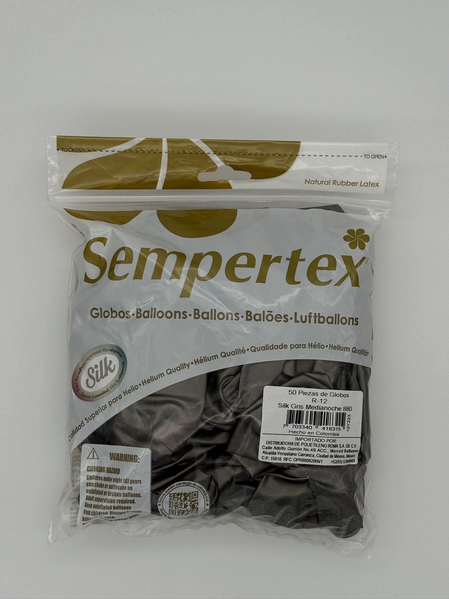Silk Gris Medianoche 12" (Bolsa 50pzs) Sempertex