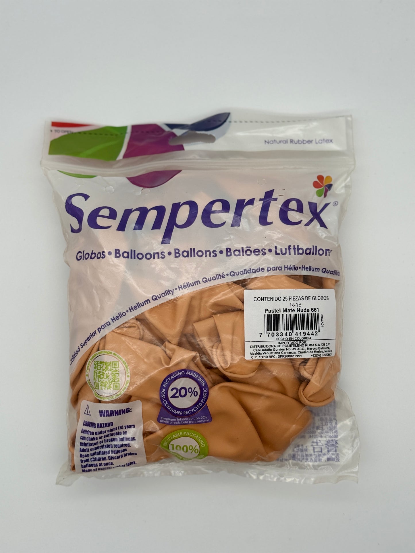 Pastel Mate Nude 18" (Bolsa 25pzs) Sempertex