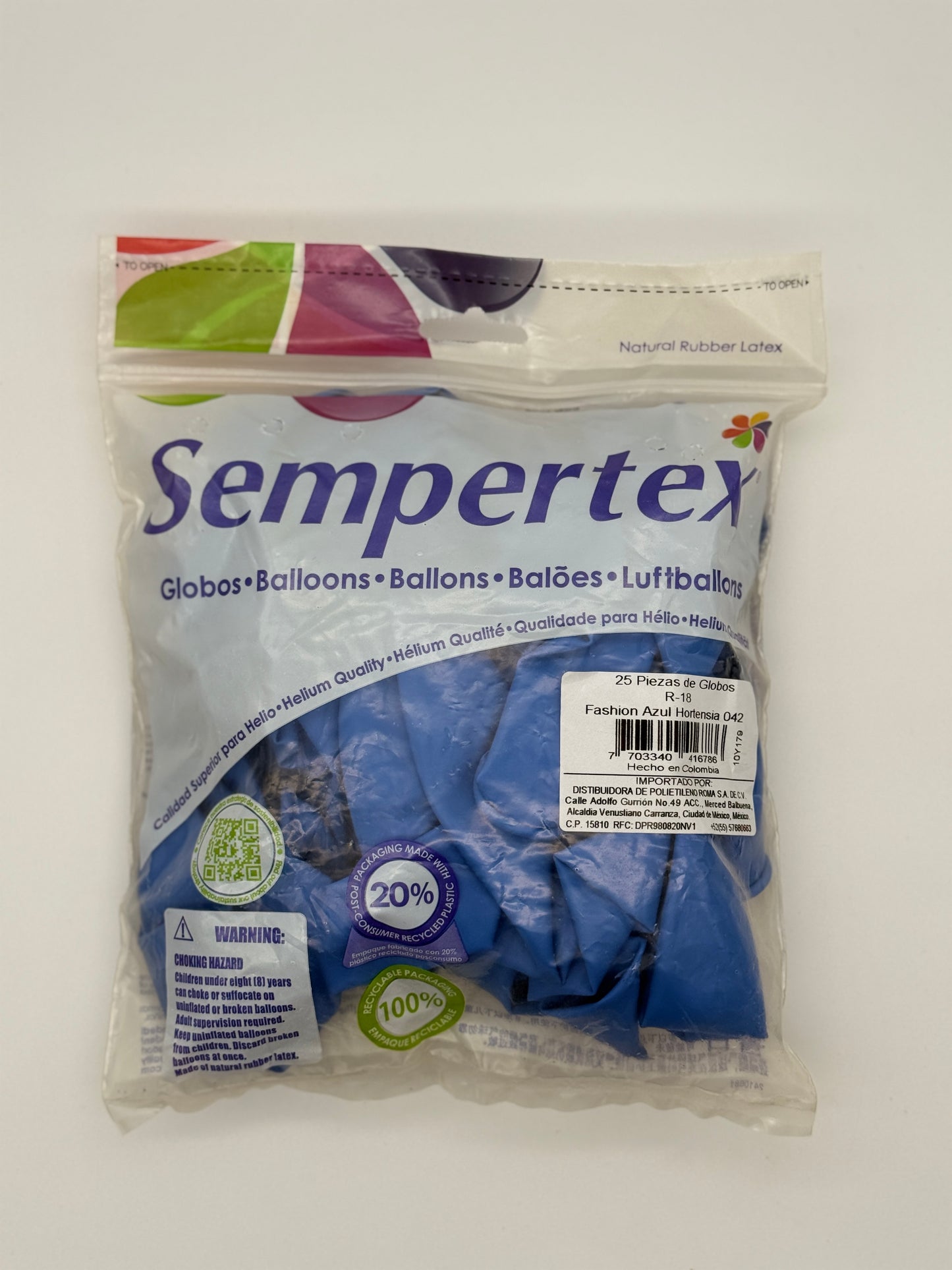 Fashion Azul Hortensia 18" (Bolsa 25pzs) Sempertex