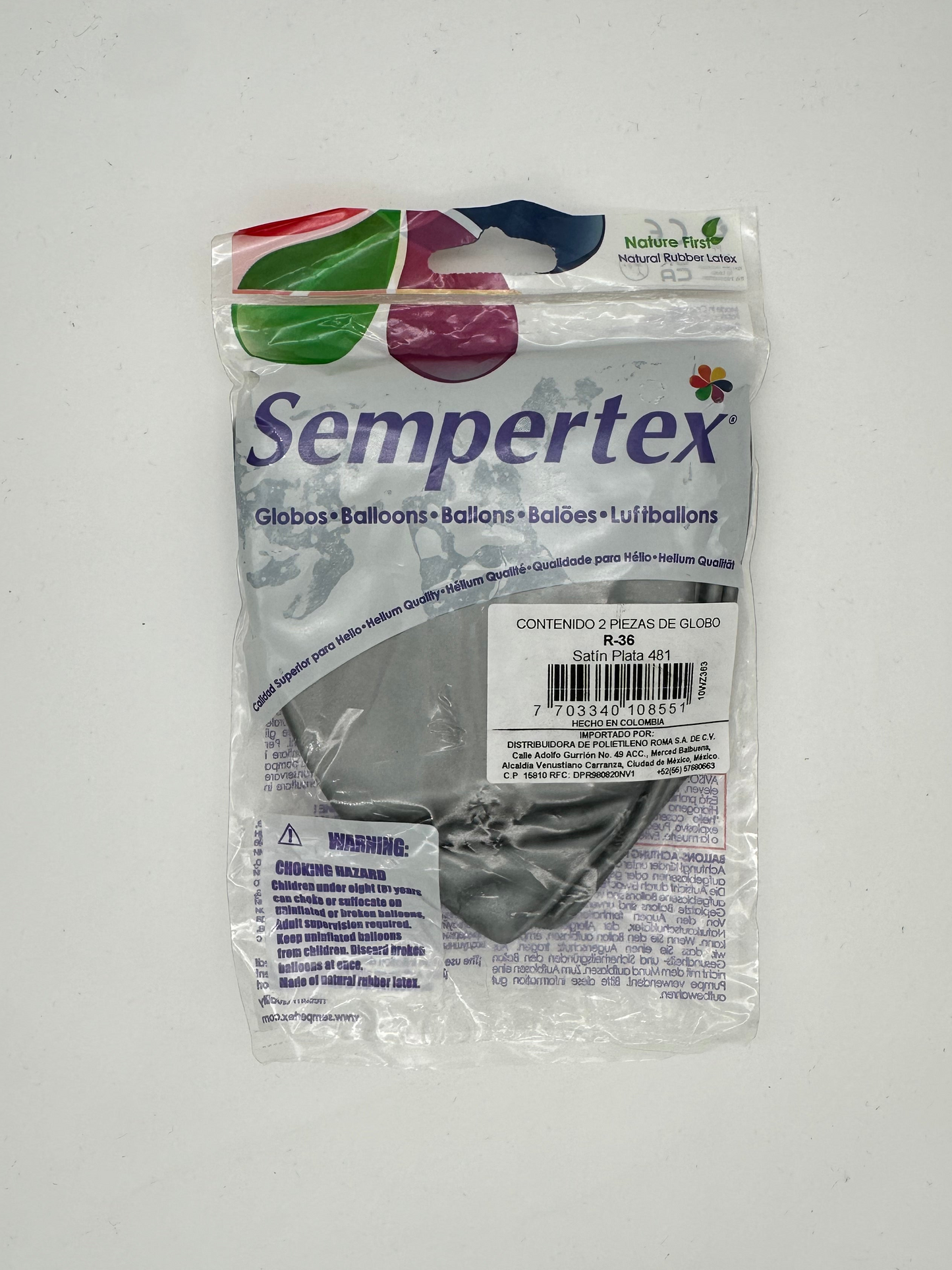 Satín Plata 36" (Bolsa 2pzs) Sempertex