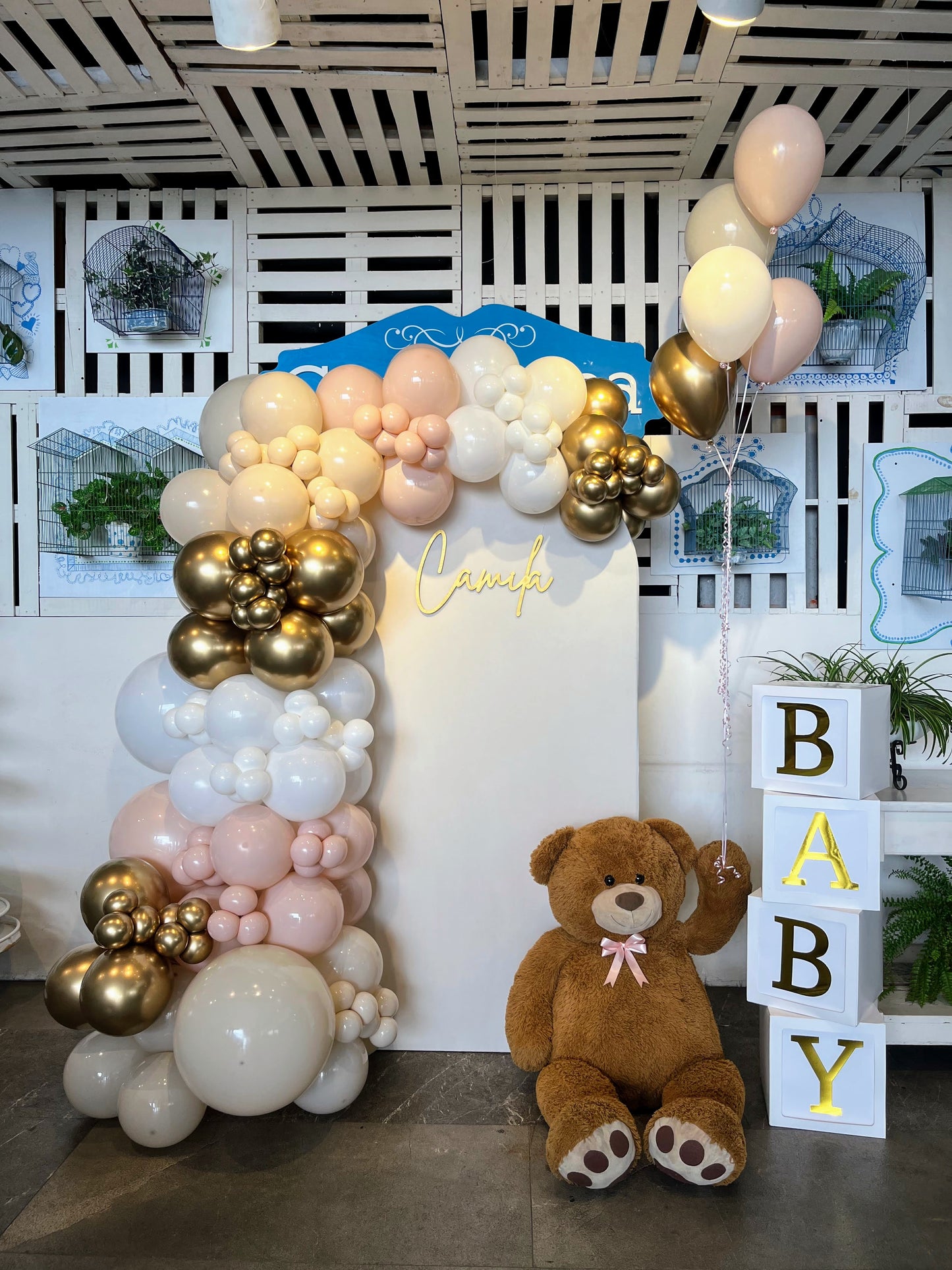 Mampara + Osito y Globos Helio