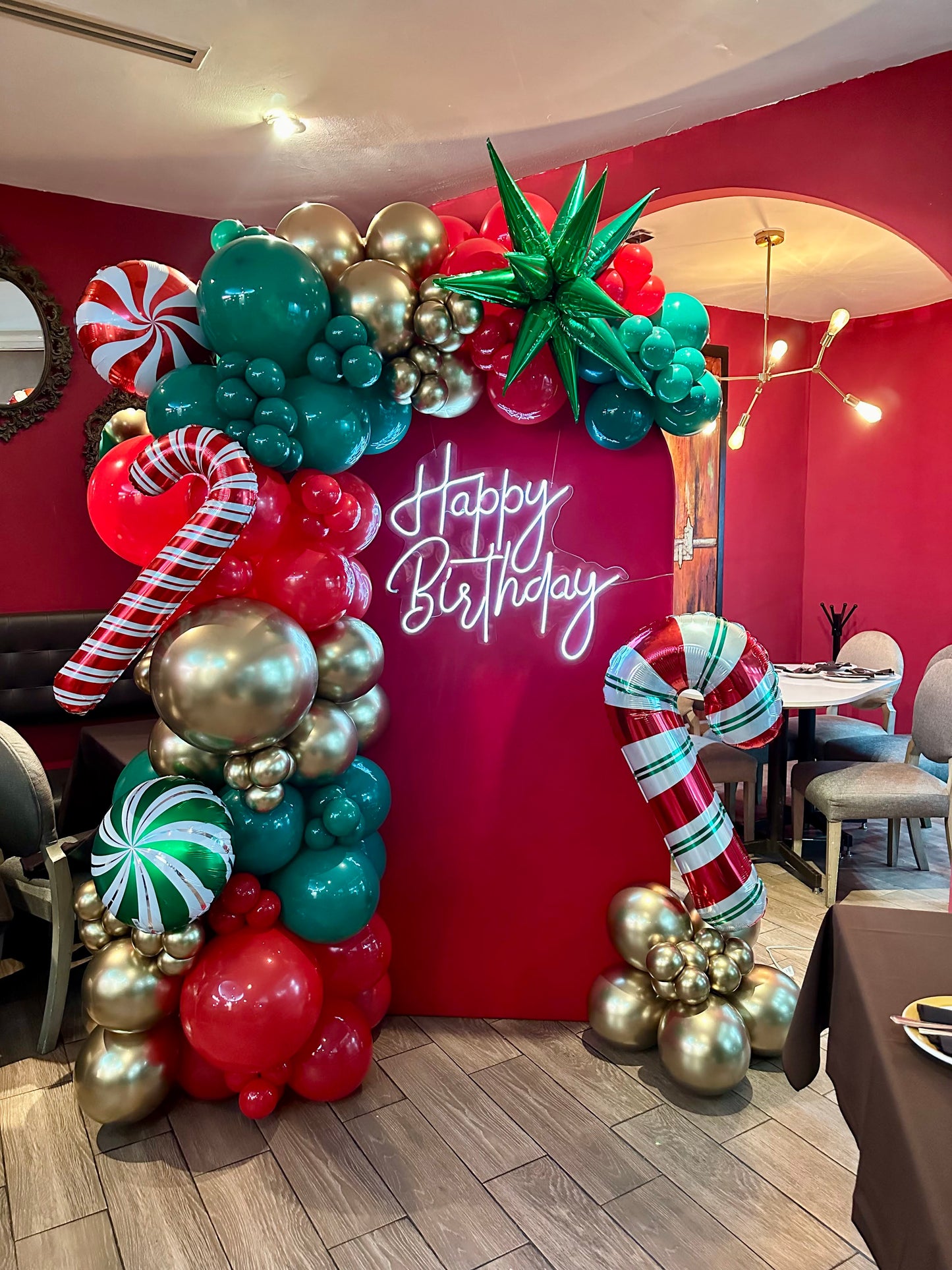 Mampara Navideña Rojo y Verde