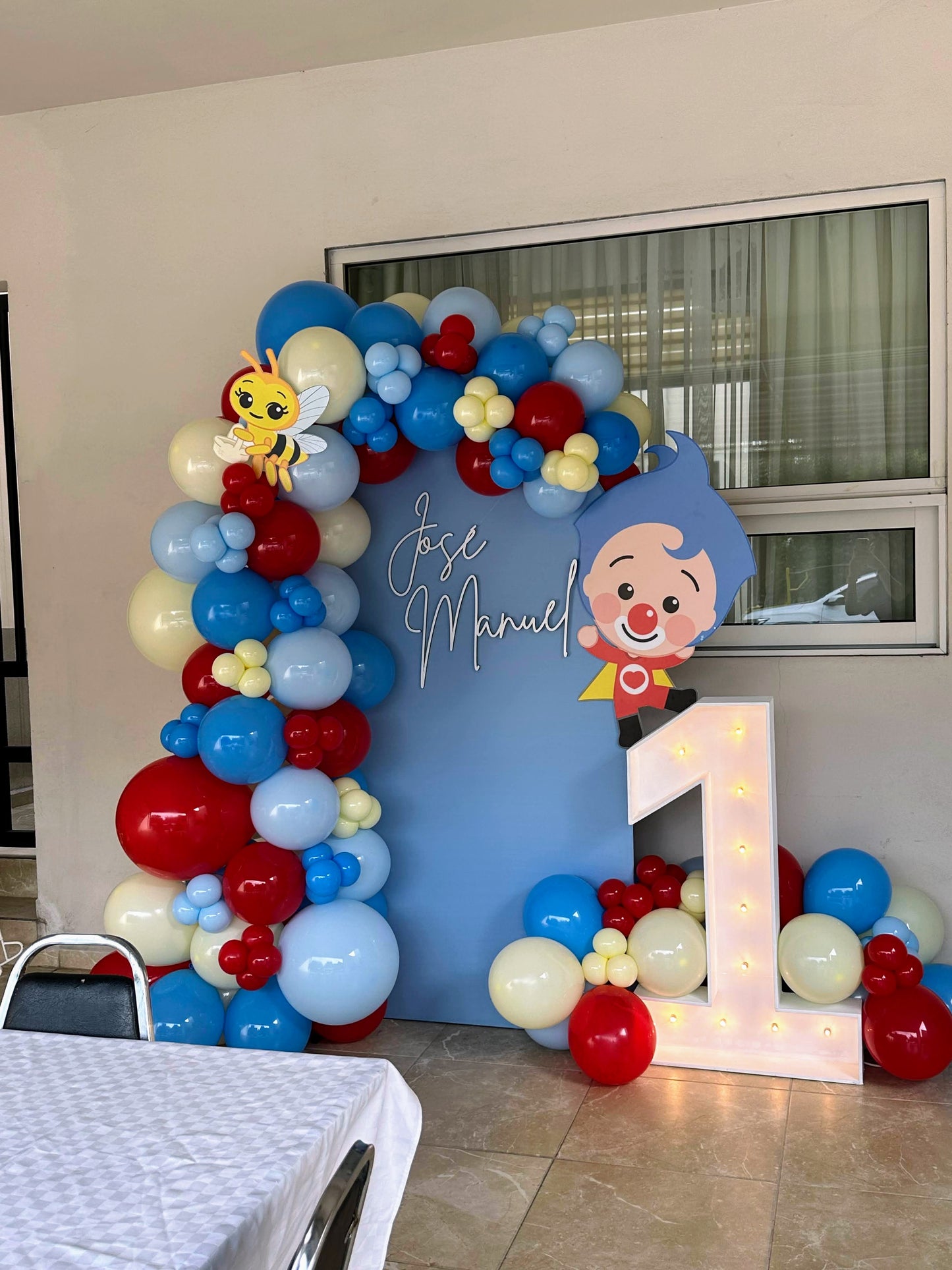 Mampara Temática Plim Plim + Letrero Personalizado