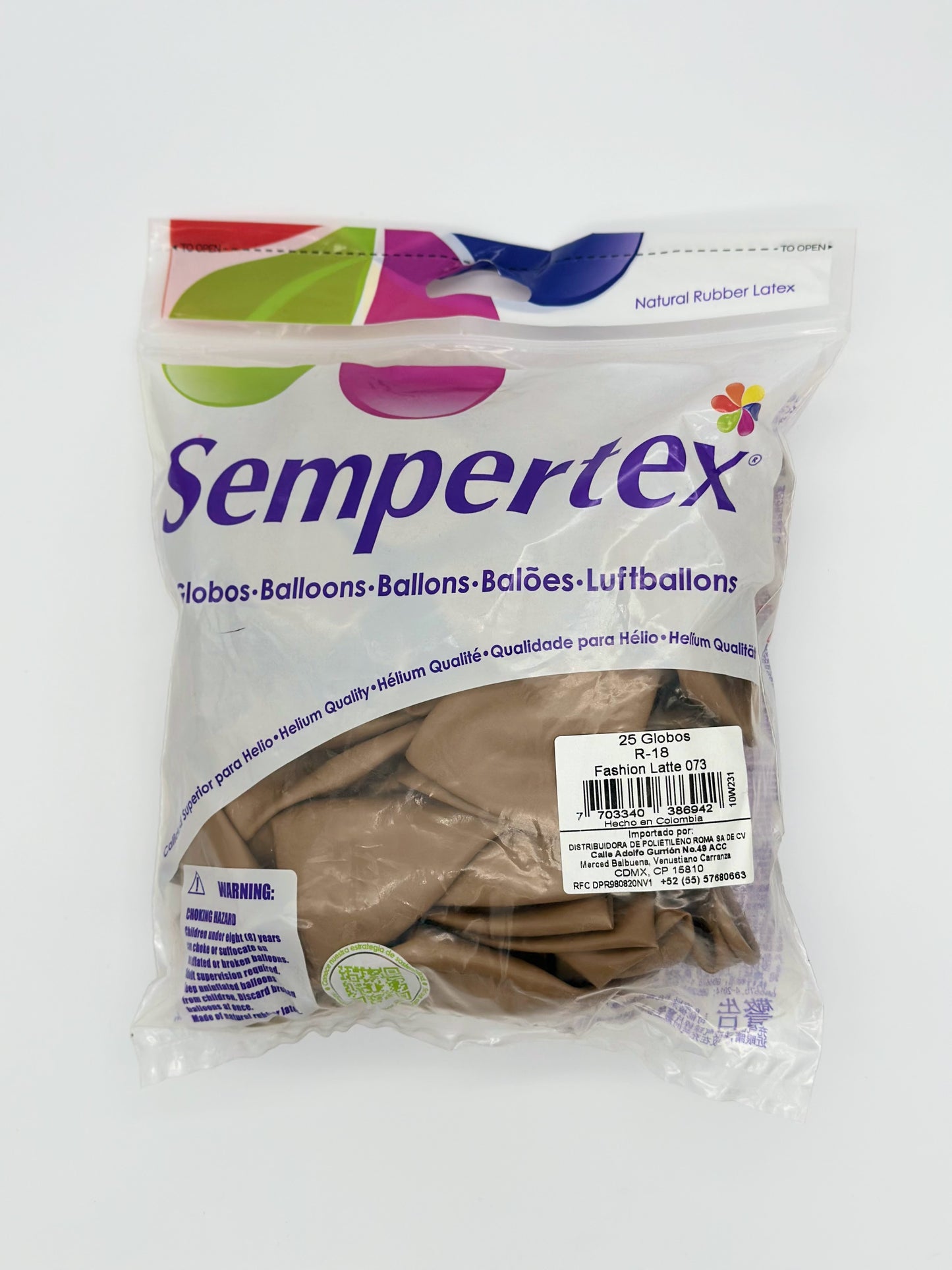 Fashion Latte 18" (Bolsa 25pzs) Sempertex