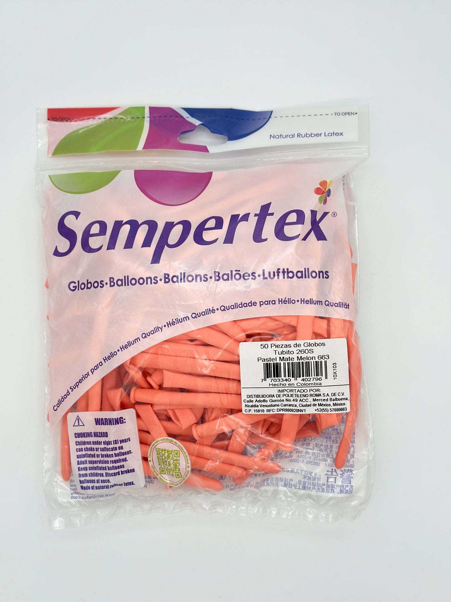 Pastel Mate Melón T260 (Bolsa 50pzs) Sempertex