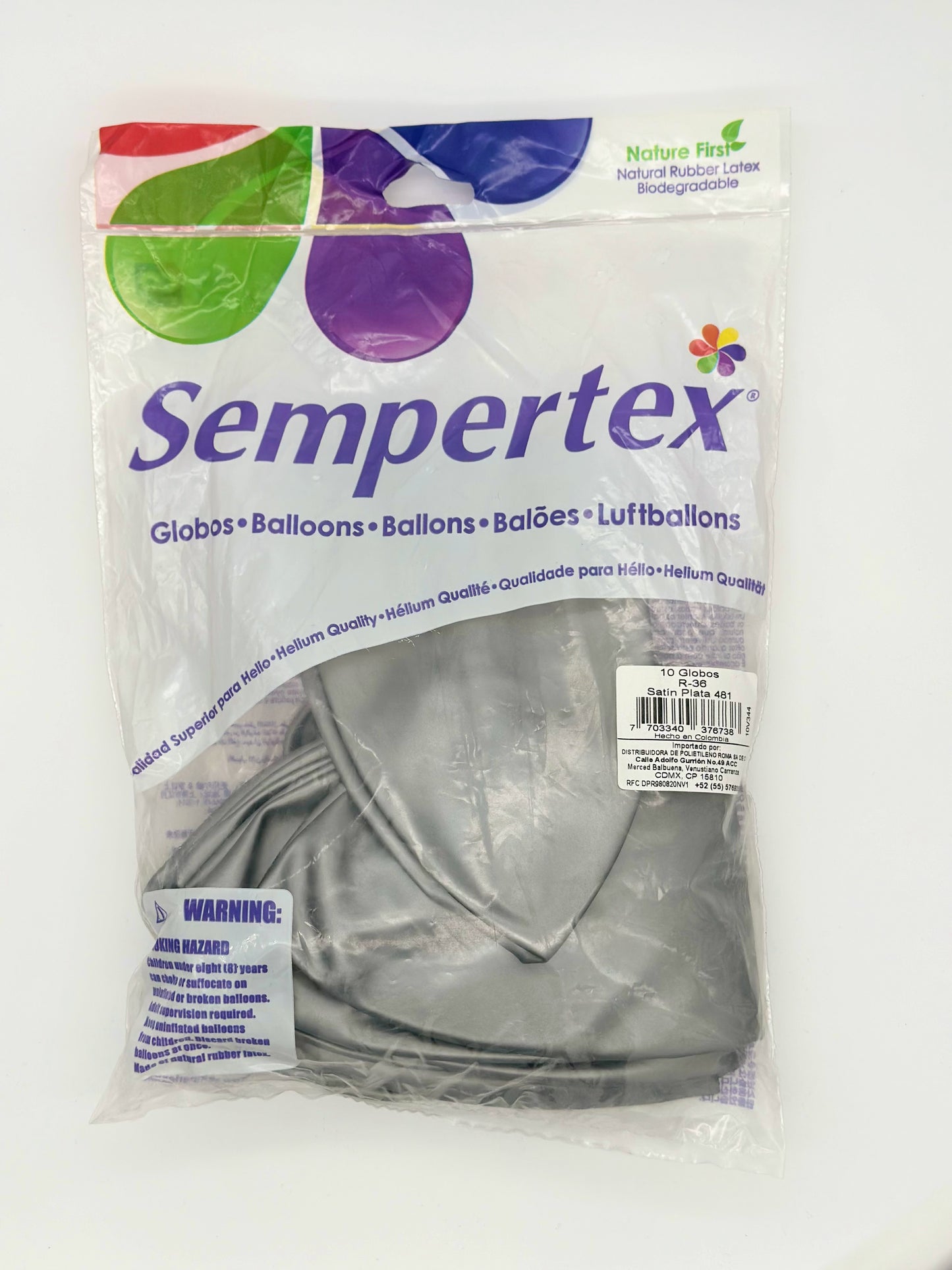 Satín Plata 36" (Bolsa 10pzs) Sempertex