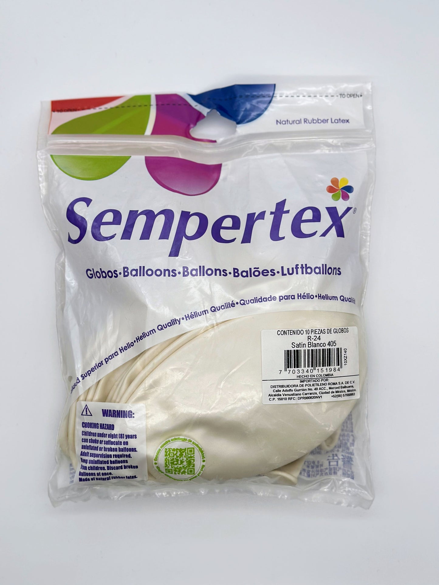 Satín Blanco 24" (Bolsa 10pzs) Sempertex