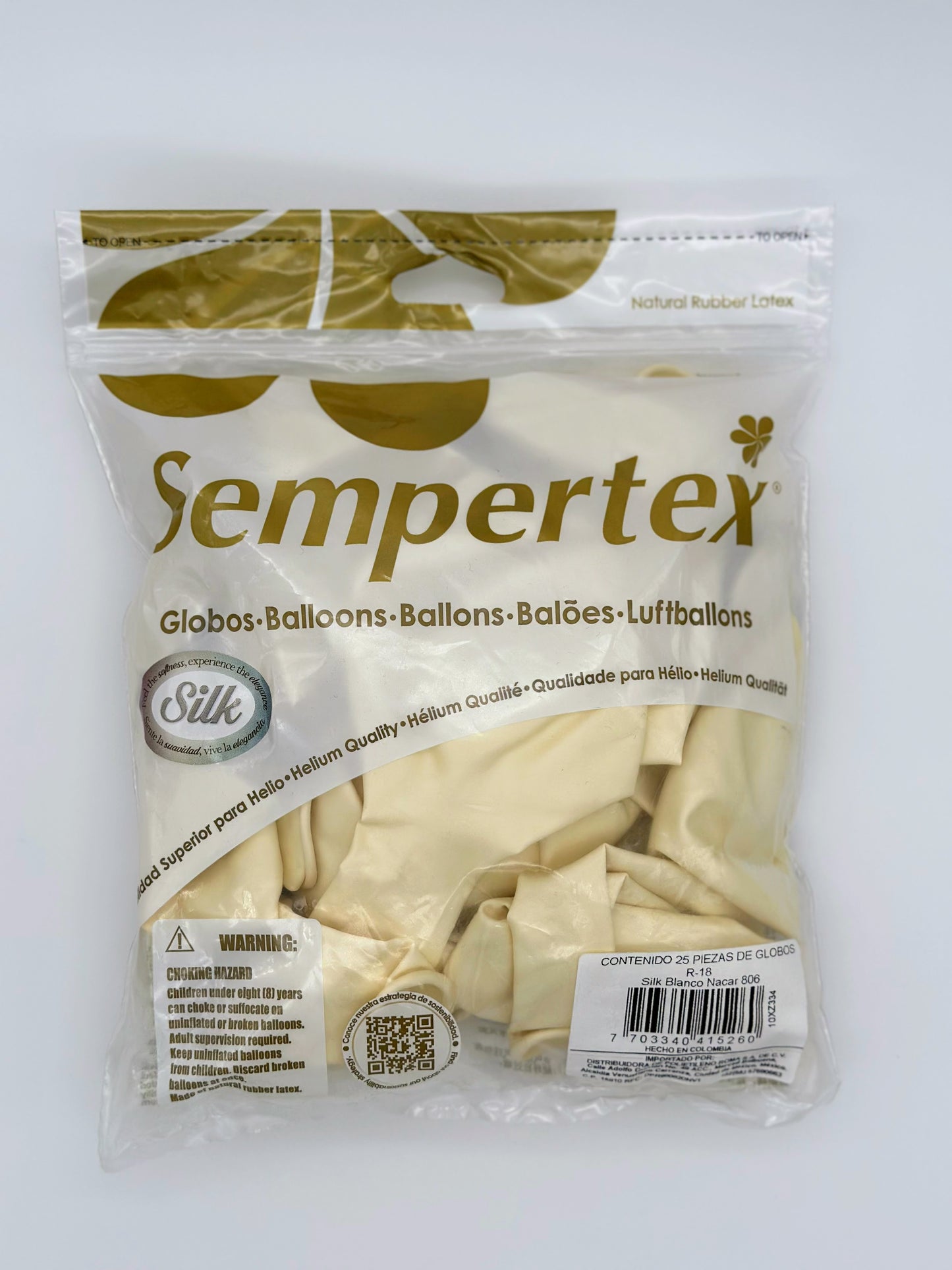 Silk Blanco Nacar 18" (Bolsa 25pzs) Sempertex