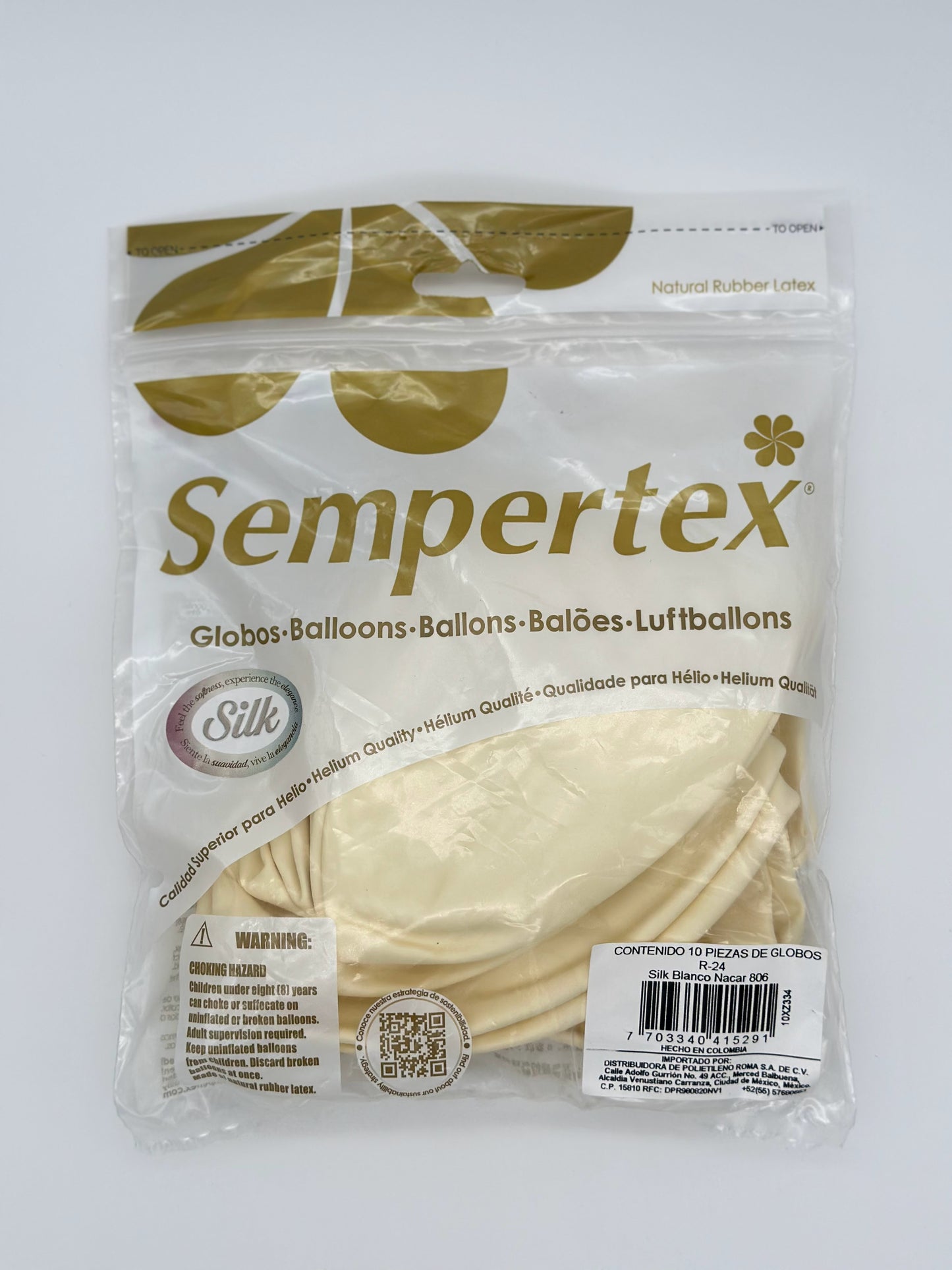 Silk Blanco Nacar 24" (Bolsa 10pzs) Sempertex