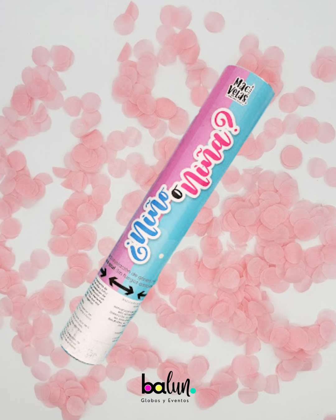 Gender Reveal Popper de Confetti Rosa