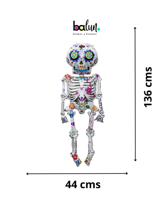 Esqueleto con Flores Día de Muertos 53"
