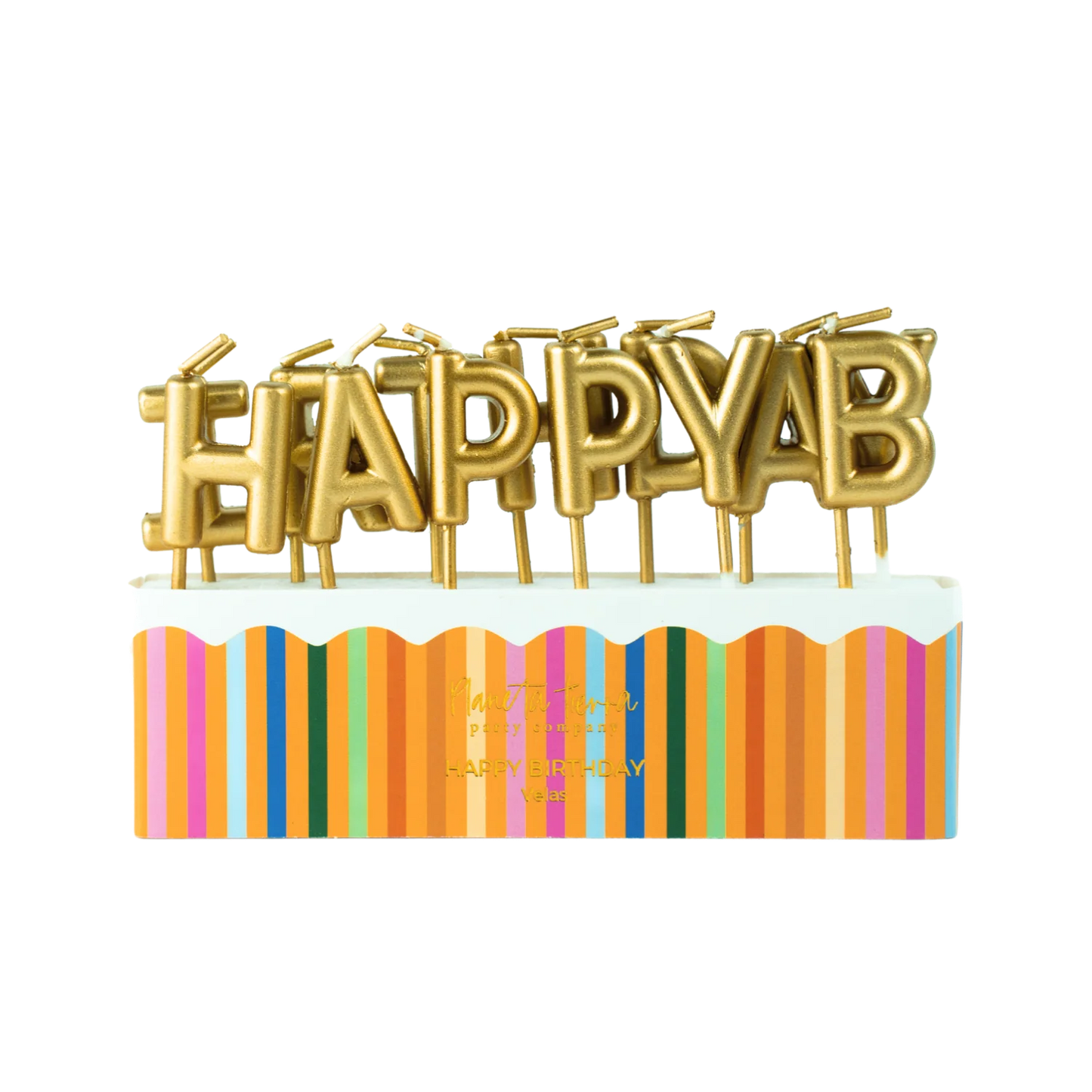 Velas de Happy Birthday Metallic Gold