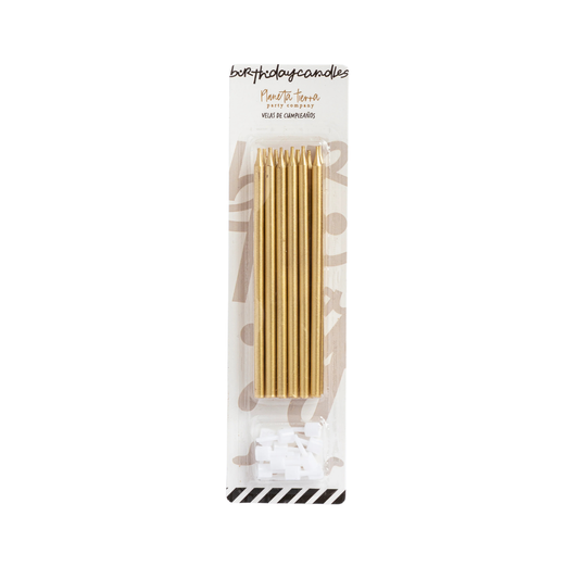 Velas Largas Doradas 12 pzas
