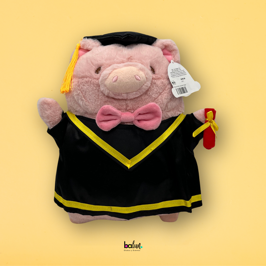 Peluche Cerdito Graduado Negro