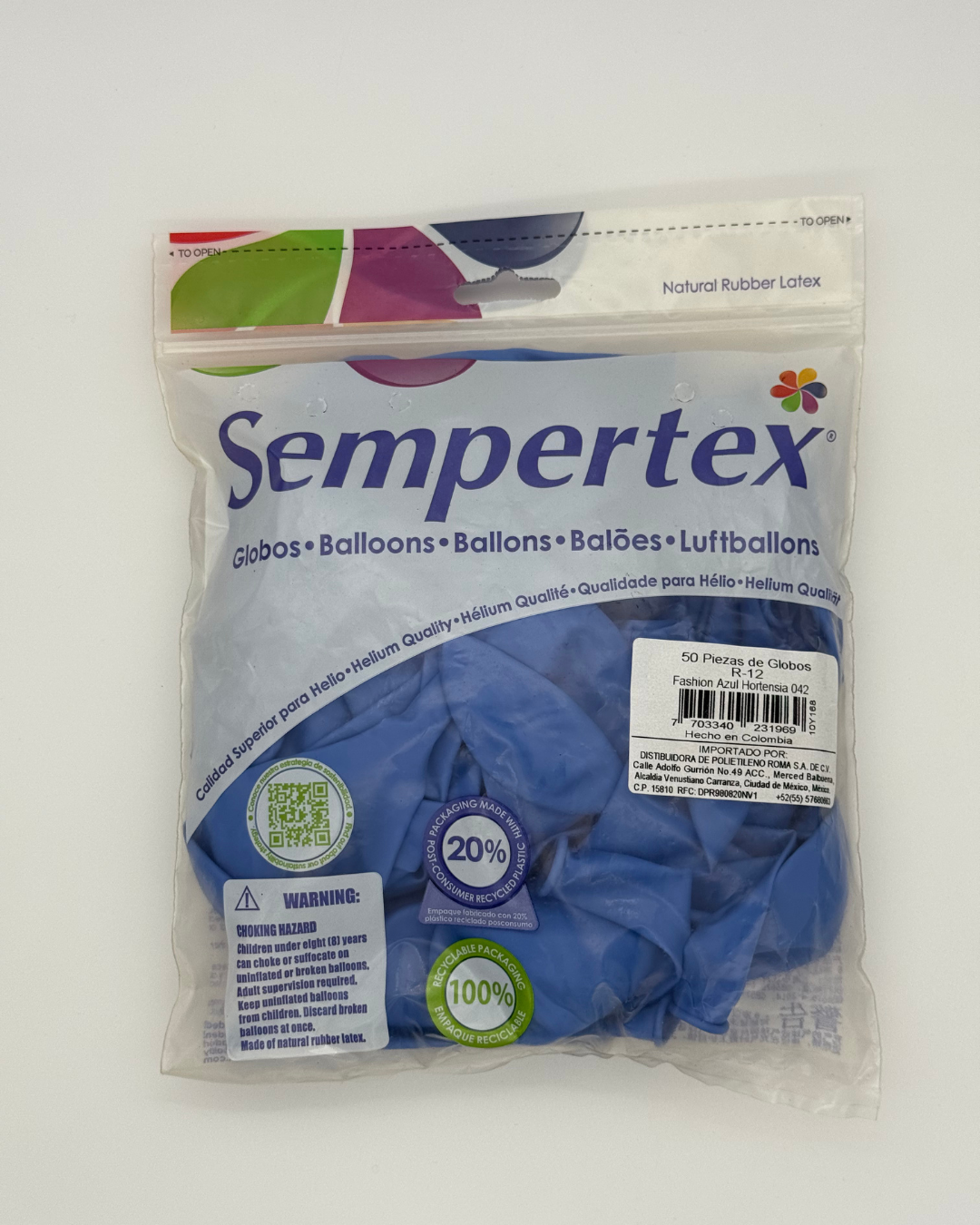 Fashion Azul Hortensia 12" (Bolsa 50pzs) Sempertex