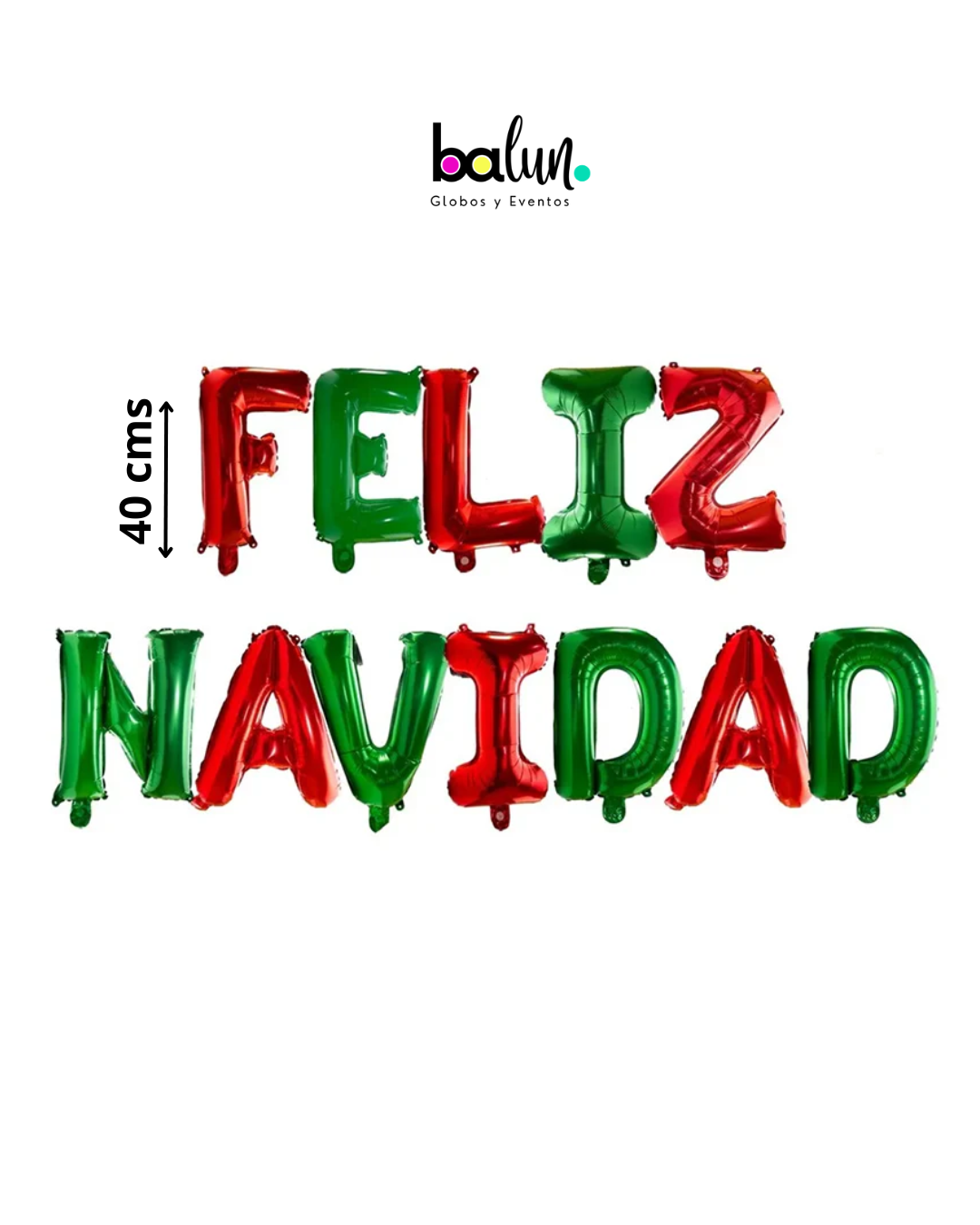 Banner Globo Feliz Navidad Verde y Rojo