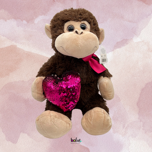 Peluche Changuito Café Oscuro con Corazón