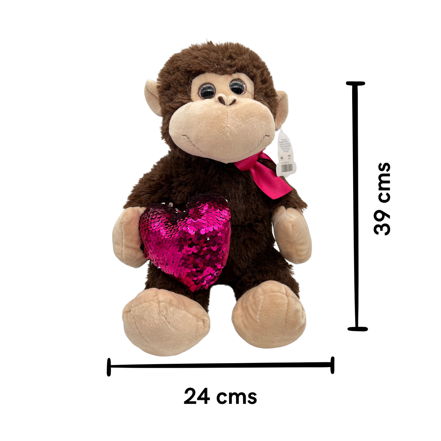 Peluche Changuito Café Oscuro con Corazón