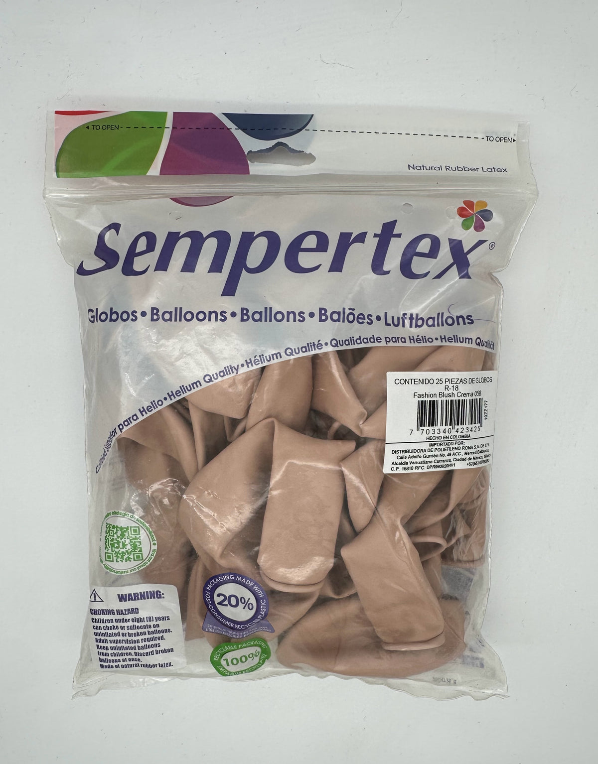 Fashion Blush Crema 18" (Bolsa 25pzs) Sempertex