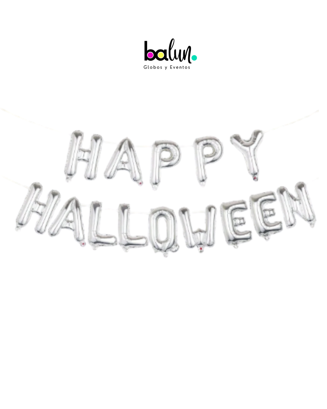 Banner Globo Happy Halloween Plata